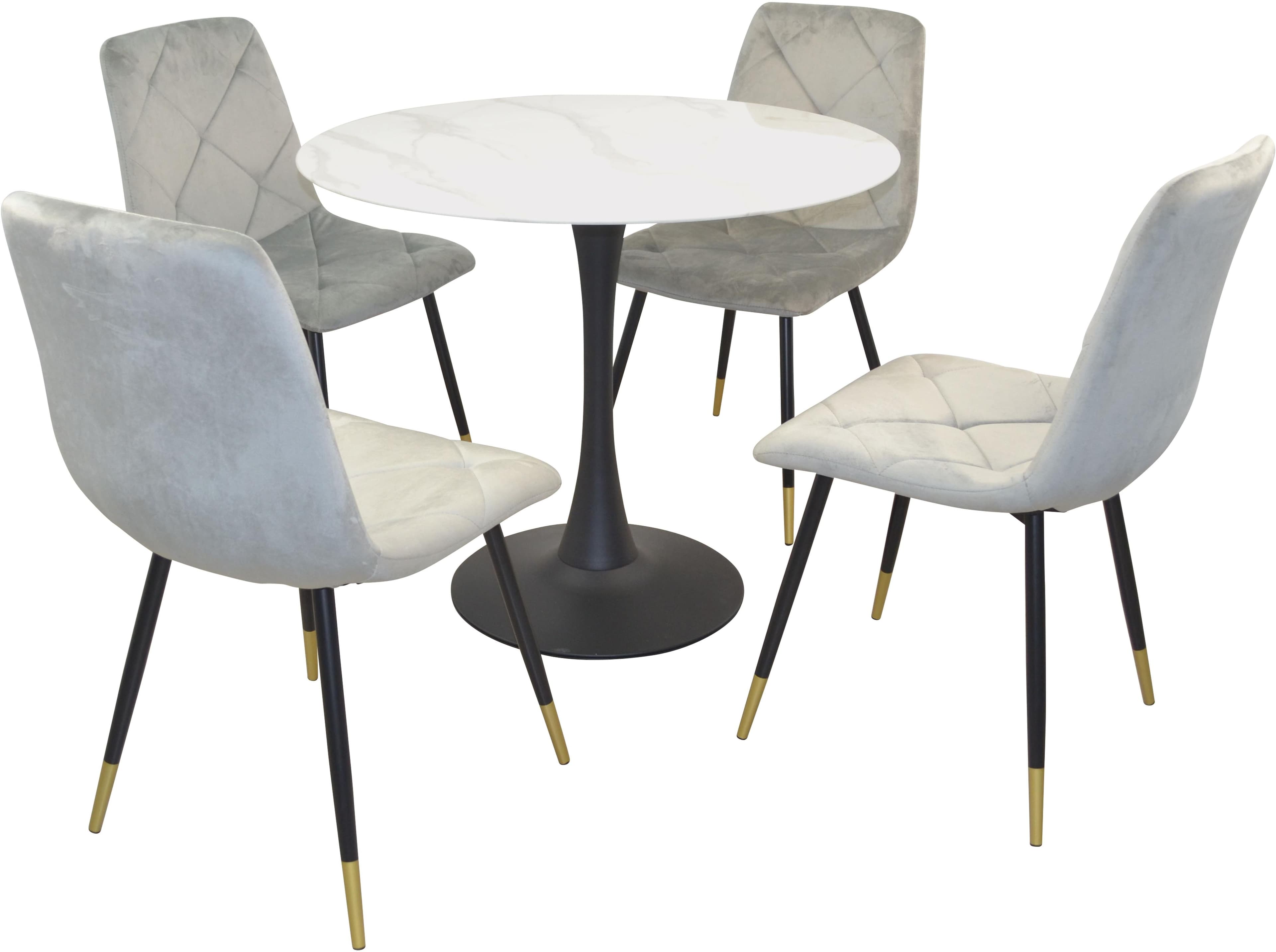 HOFMANN LIVING AND MORE 5-tlg. Esstischgruppe Grau Glas Metall