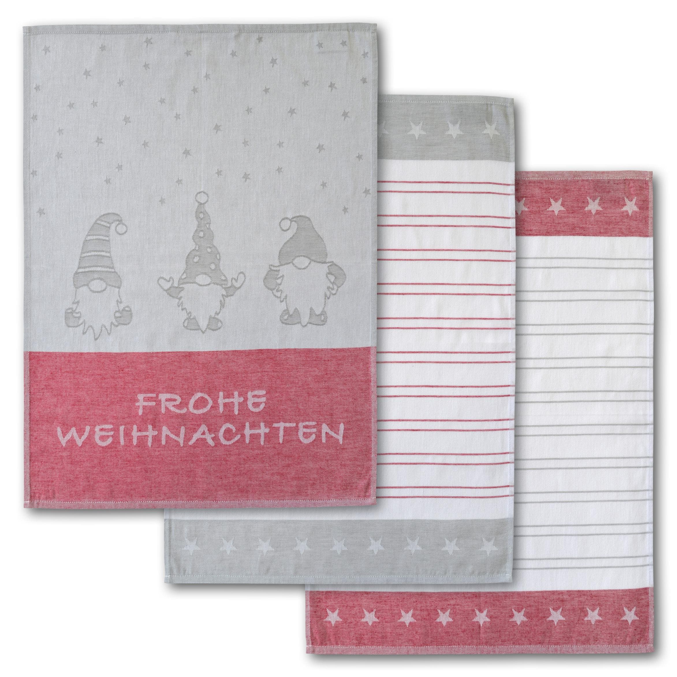 Dyckhoff Geschirrtuch Wichtel 100% Baumwolle Rot/Weiß/Grau