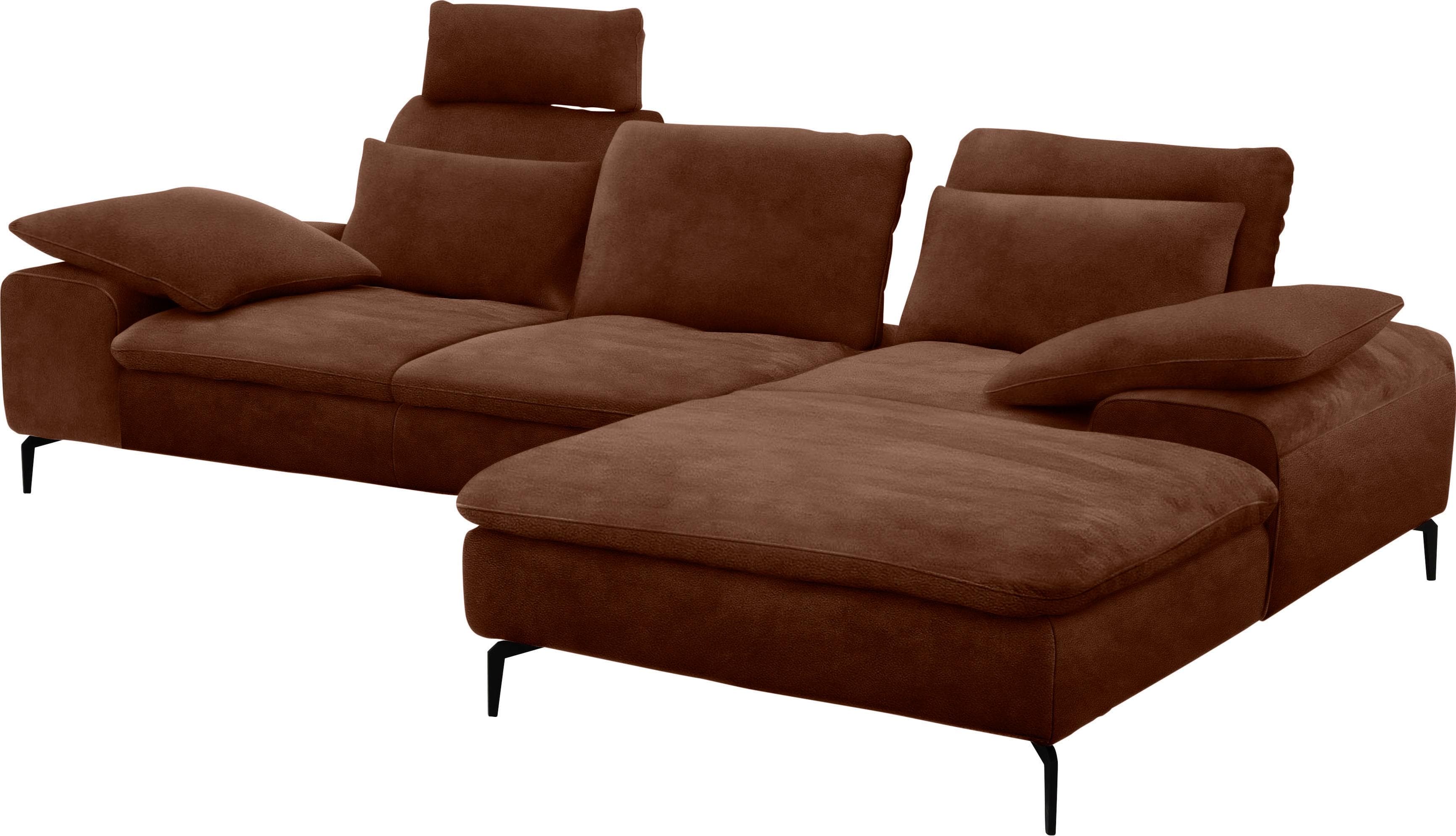 Ecksofa mit Sitztiefenverstellung und Hocker