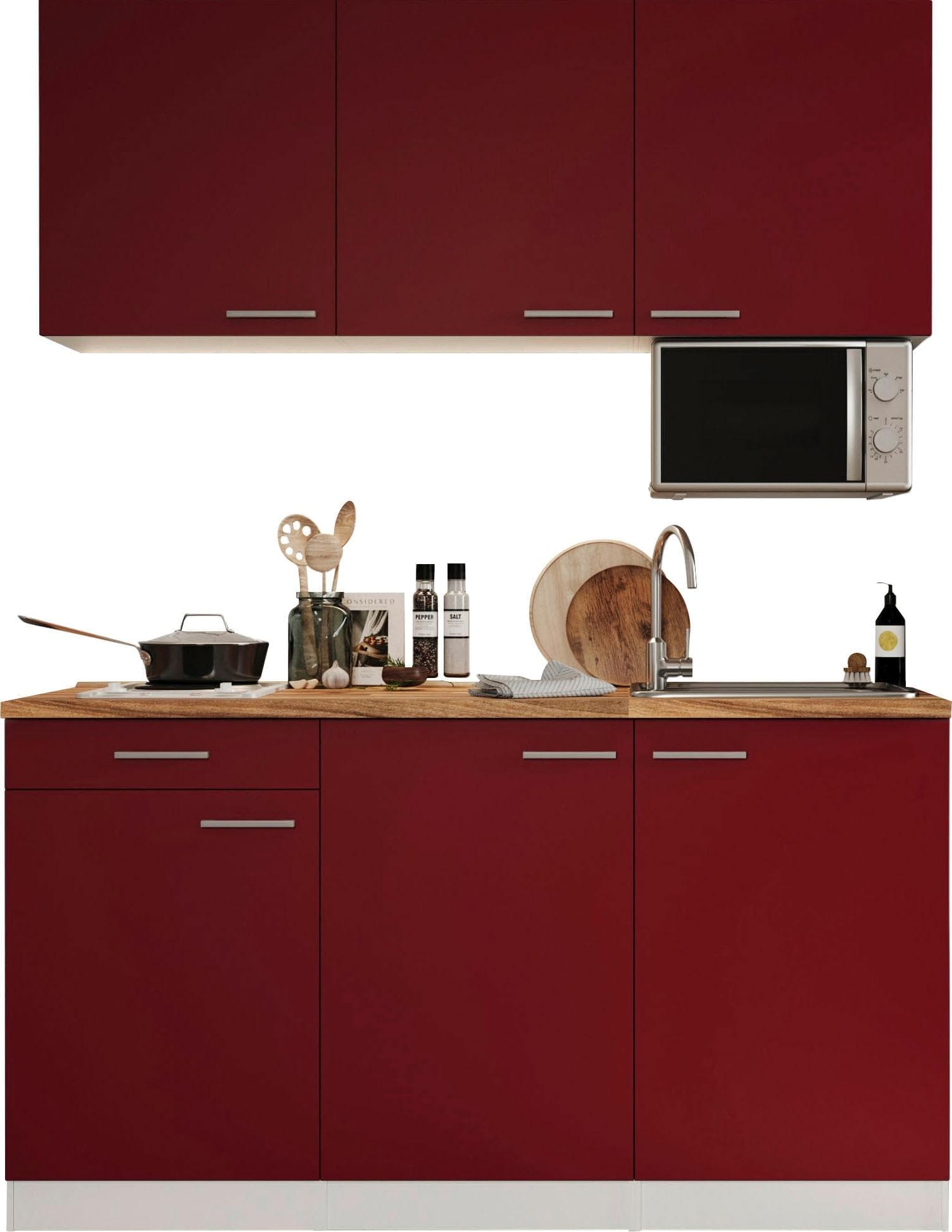 Respekta Pantryküche Luis Weiß Rot Exklusiv für OTTO