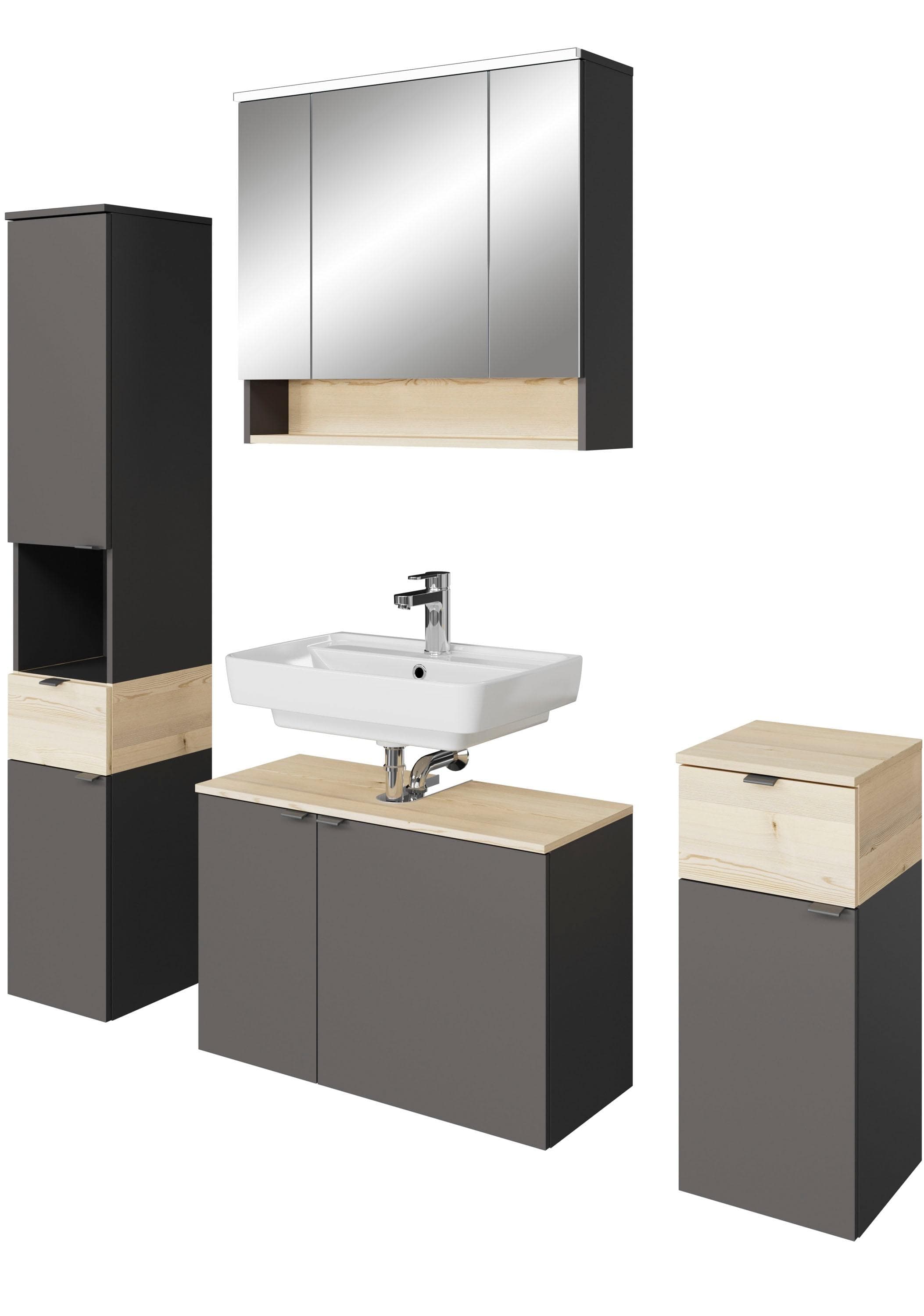 Badmöbel-Set SAPHIR Quickset 394 Grau Quarzgrau Matt Pelipal