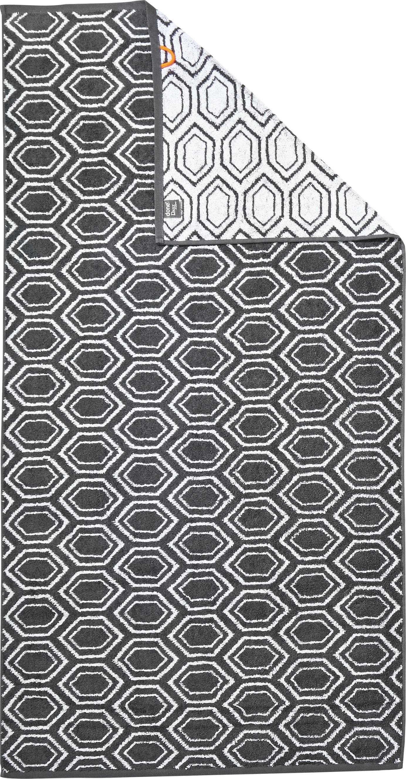 DONE. Duschtuch Daily Shapes Ethno Jacquard-Walkfrottier Anthrazit 70x140cm