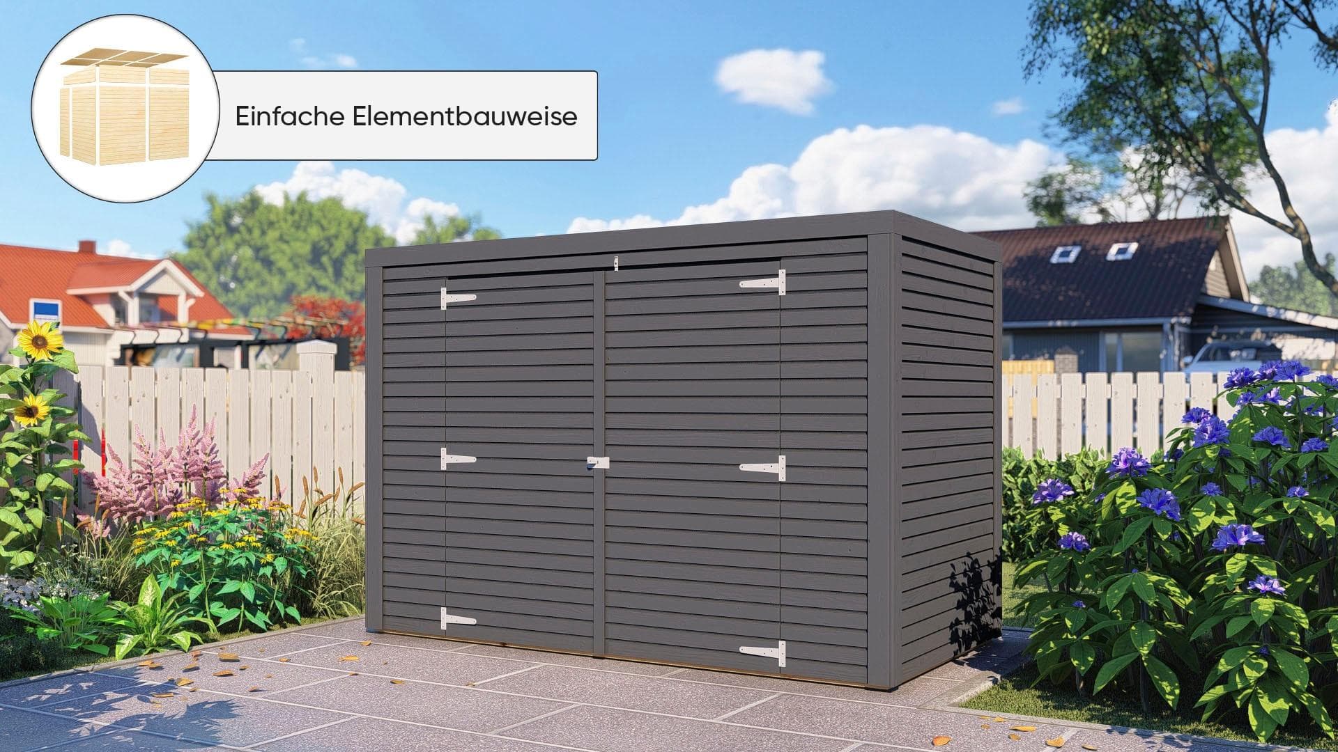 KONIFERA Fahrradbox Bike Box Anthrazit Massivholz