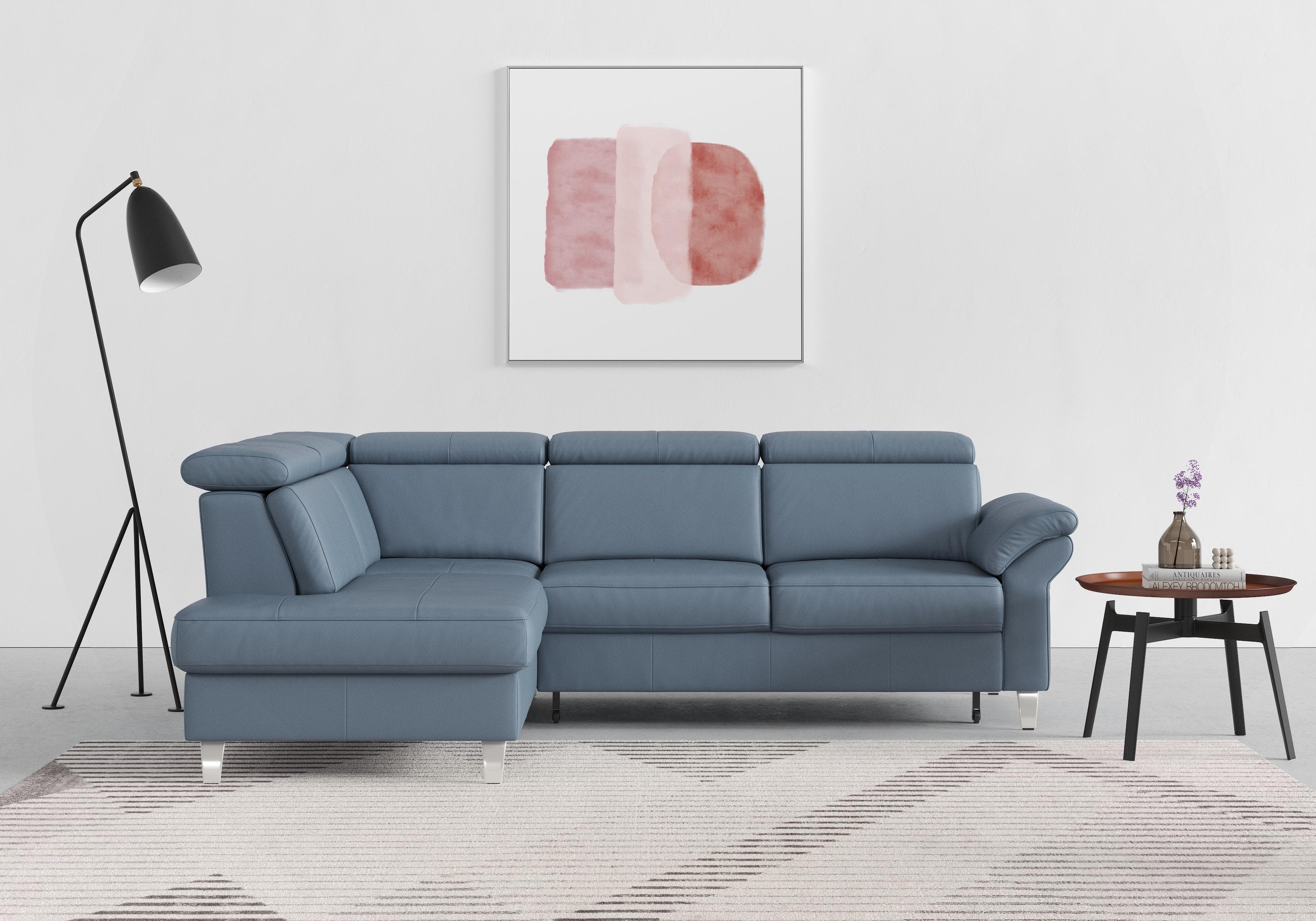 SIT & MORE Ecksofa Arngast L-Form Grau Blau mit Bettfunktion