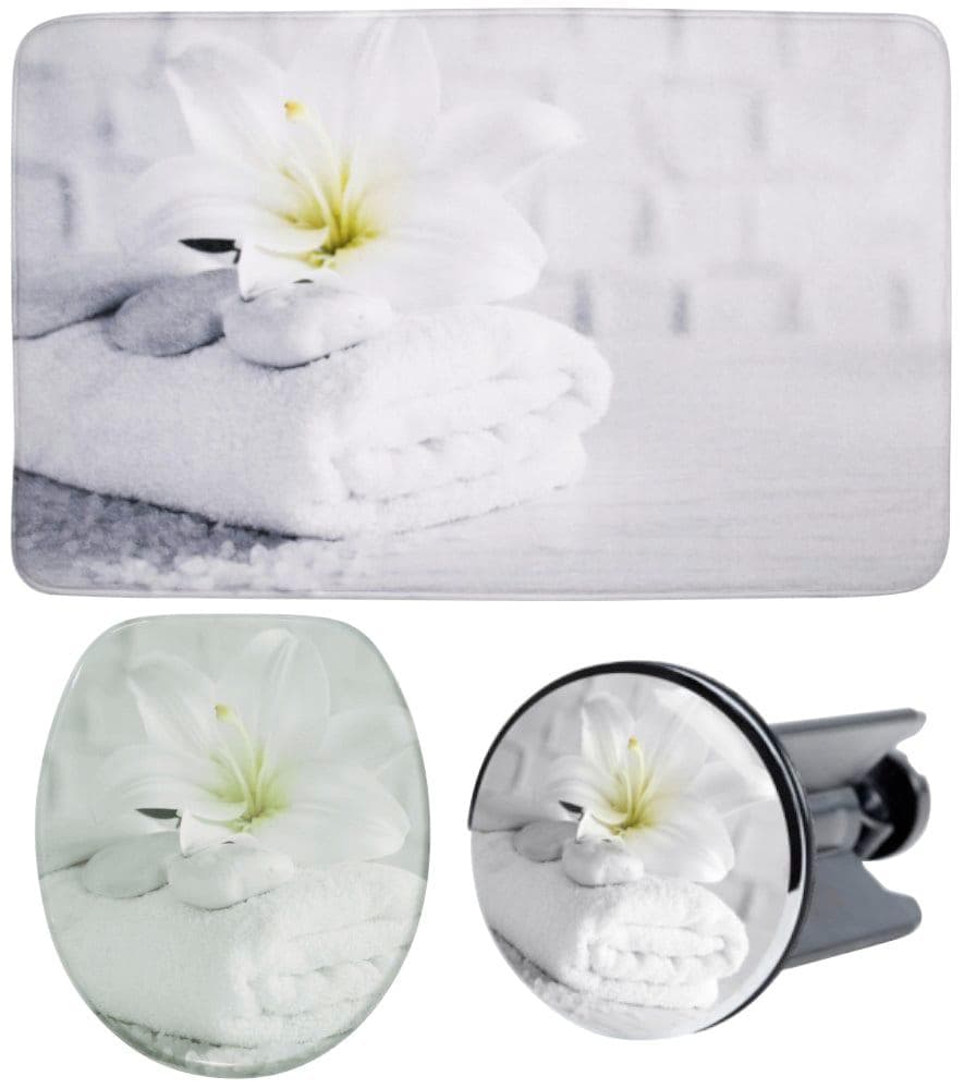 SANILO Badaccessoire-Set Good Feeling Weiß mit WC-Sitz, Badteppich und Stöpsel