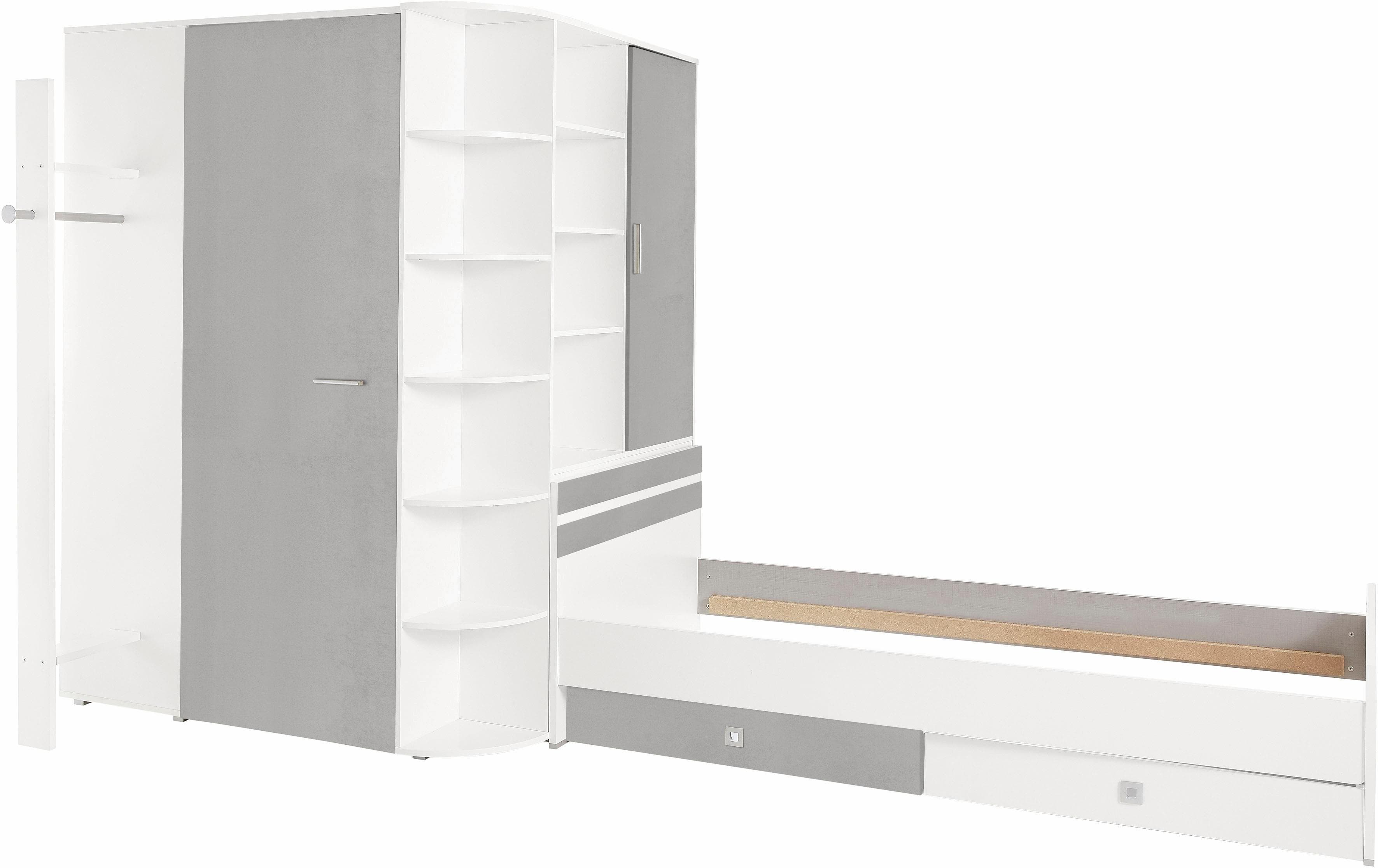 Jugendzimmer-Set Joker: Kleiderschrank mit Garderobe, Bett & Schubladen