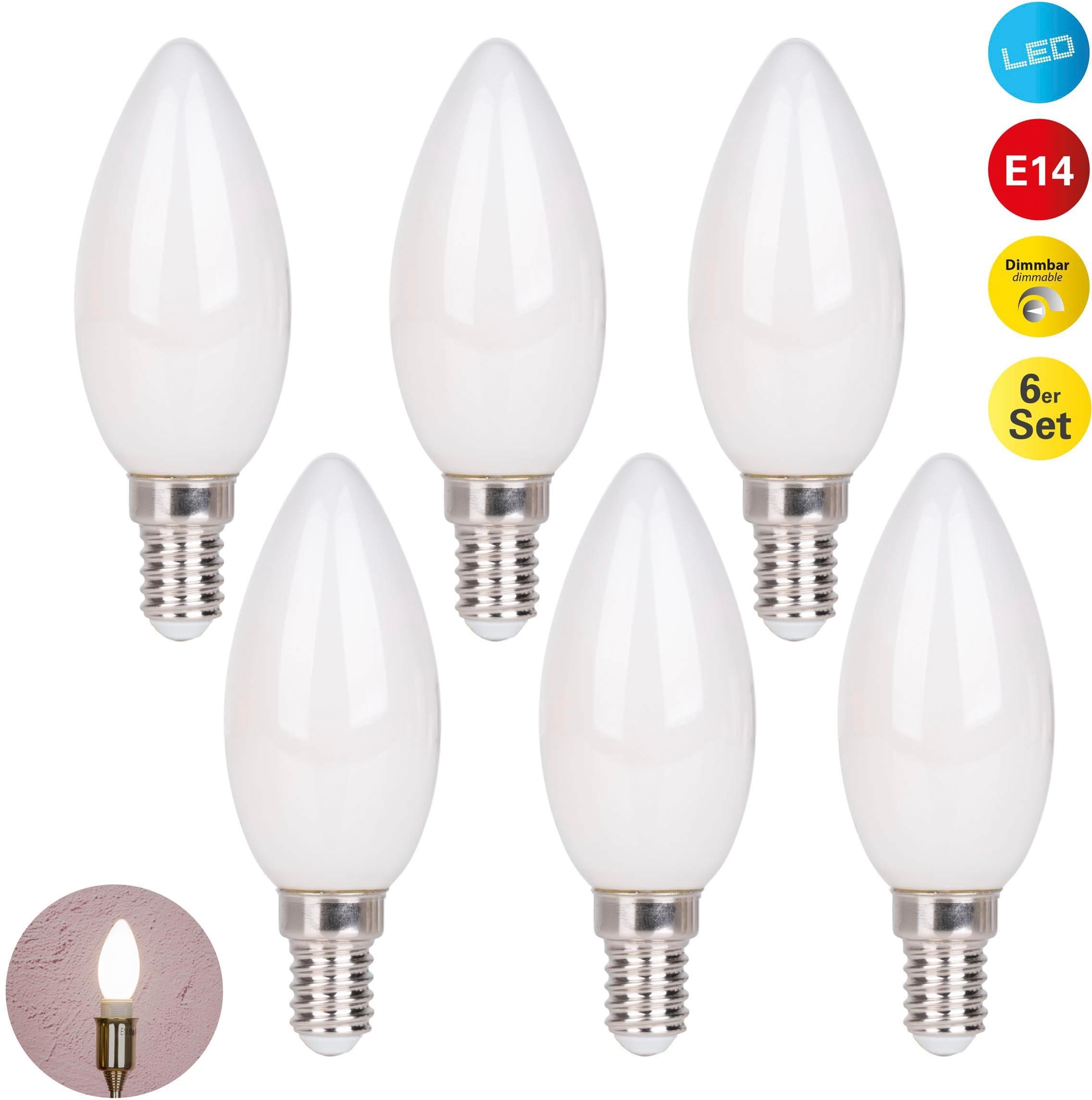 NÄVE LED-Leuchtmittel Daffy 6er Set E14 Warmweiß Dimmbar