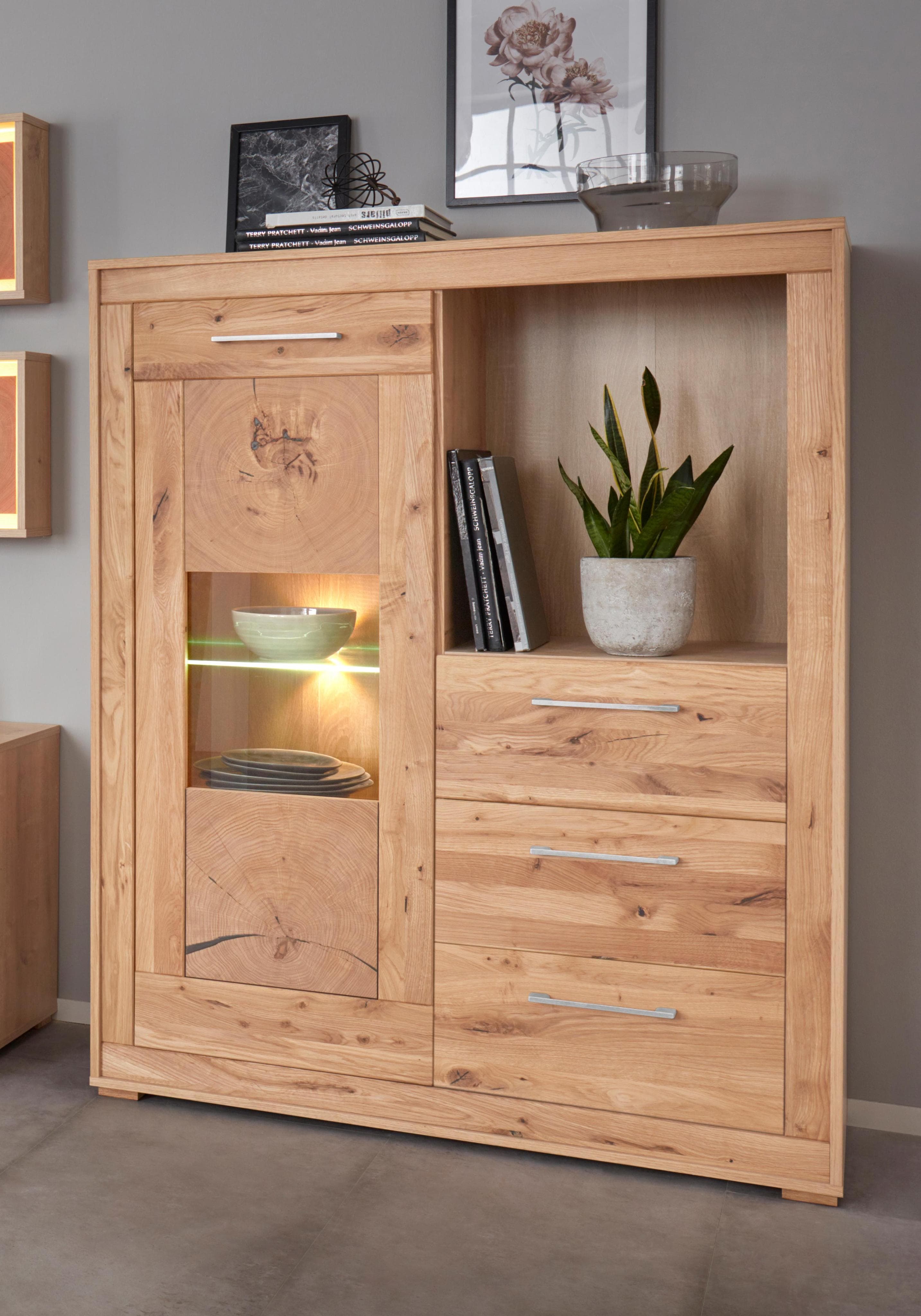 VOGL Highboard Wildeiche Teilmassivholz Braun Made in Germany