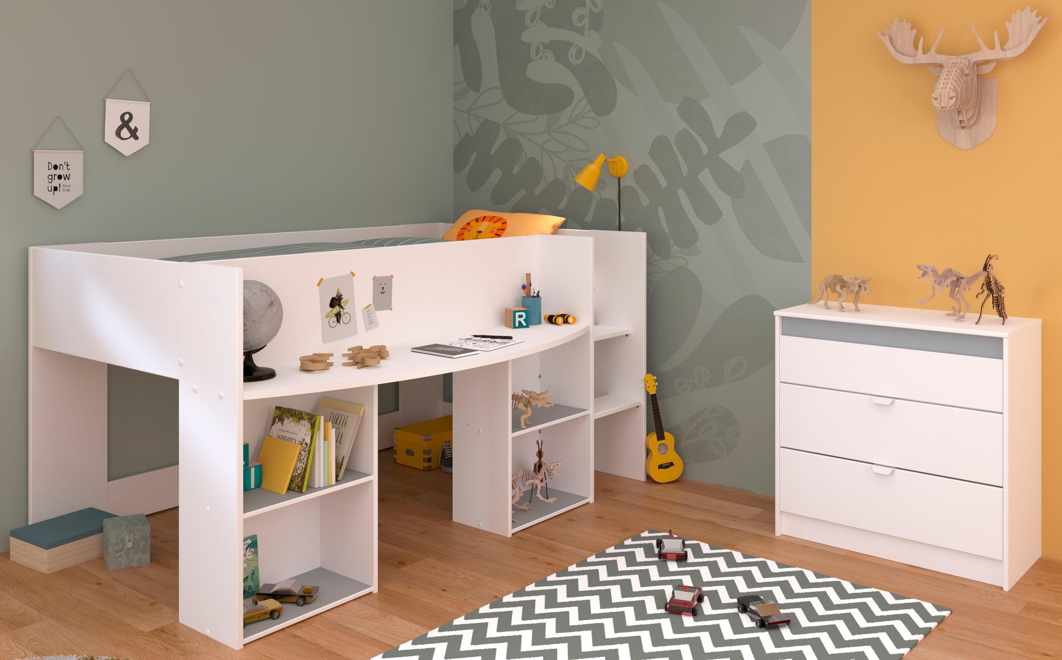 Parisot Jugendzimmer-Set Pirouette 16 Weiß Hochbett mit Schreibtisch