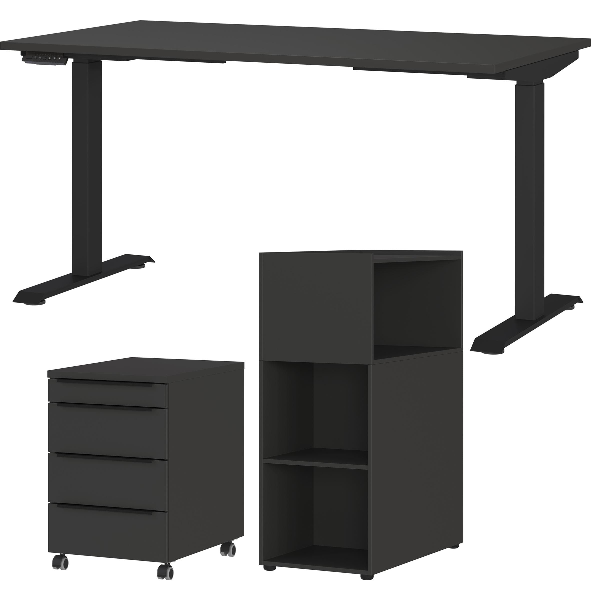 Büromöbel-Set GERMANIA Mailand Grau Elektrisch Höhenverstellbar