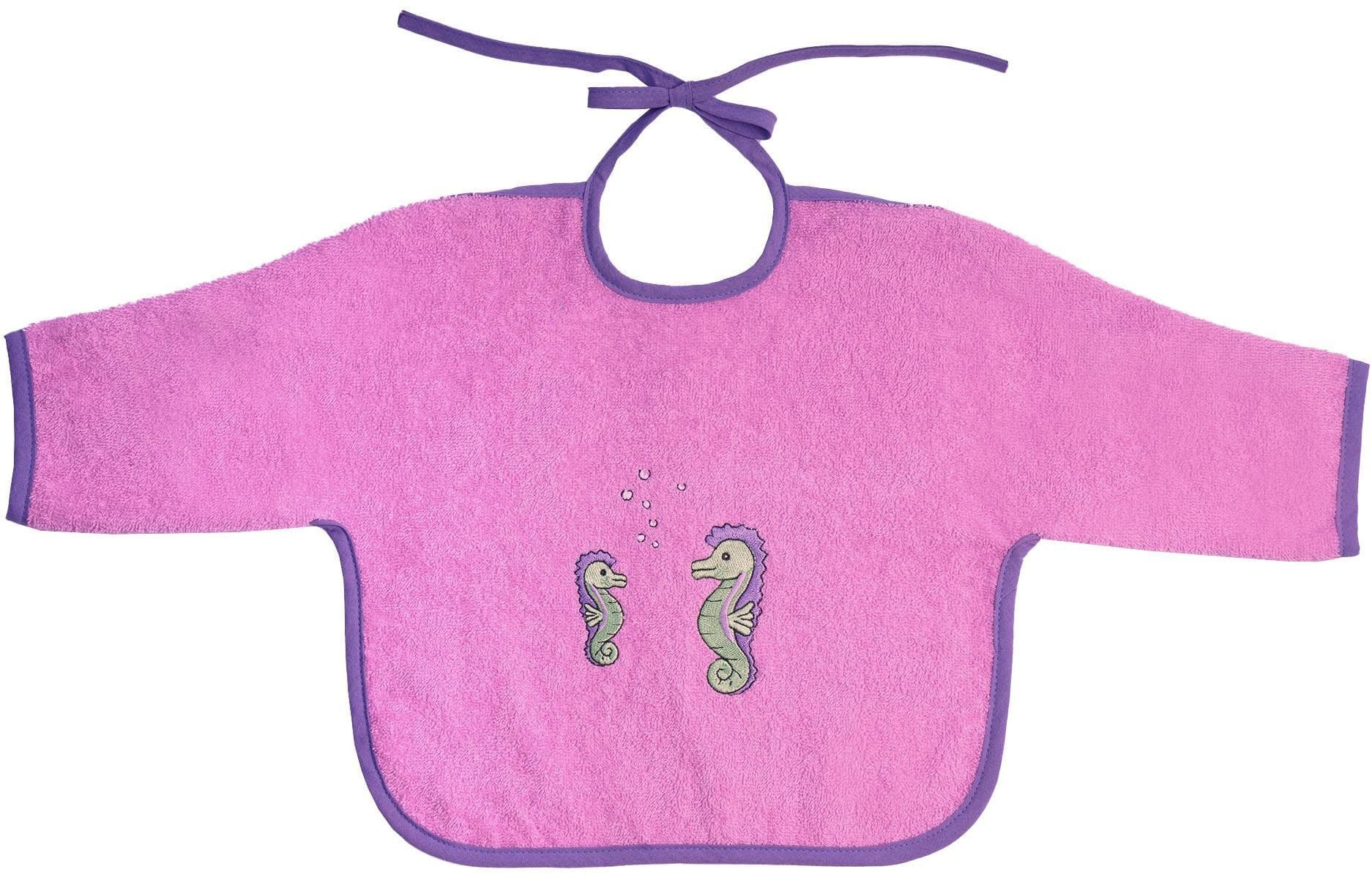 Wörner Baby Lätzchen mit Ärmeln Seepferdchen hellflieder