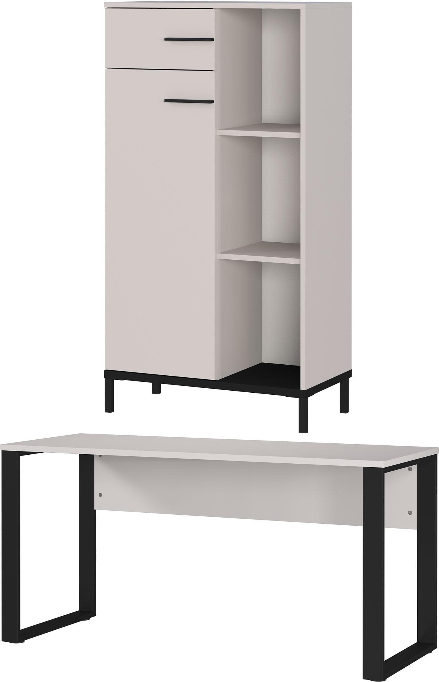 Büromöbel-Set GERMANIA GW-Rovigo Beige/Schwarz mit Aktenschrank