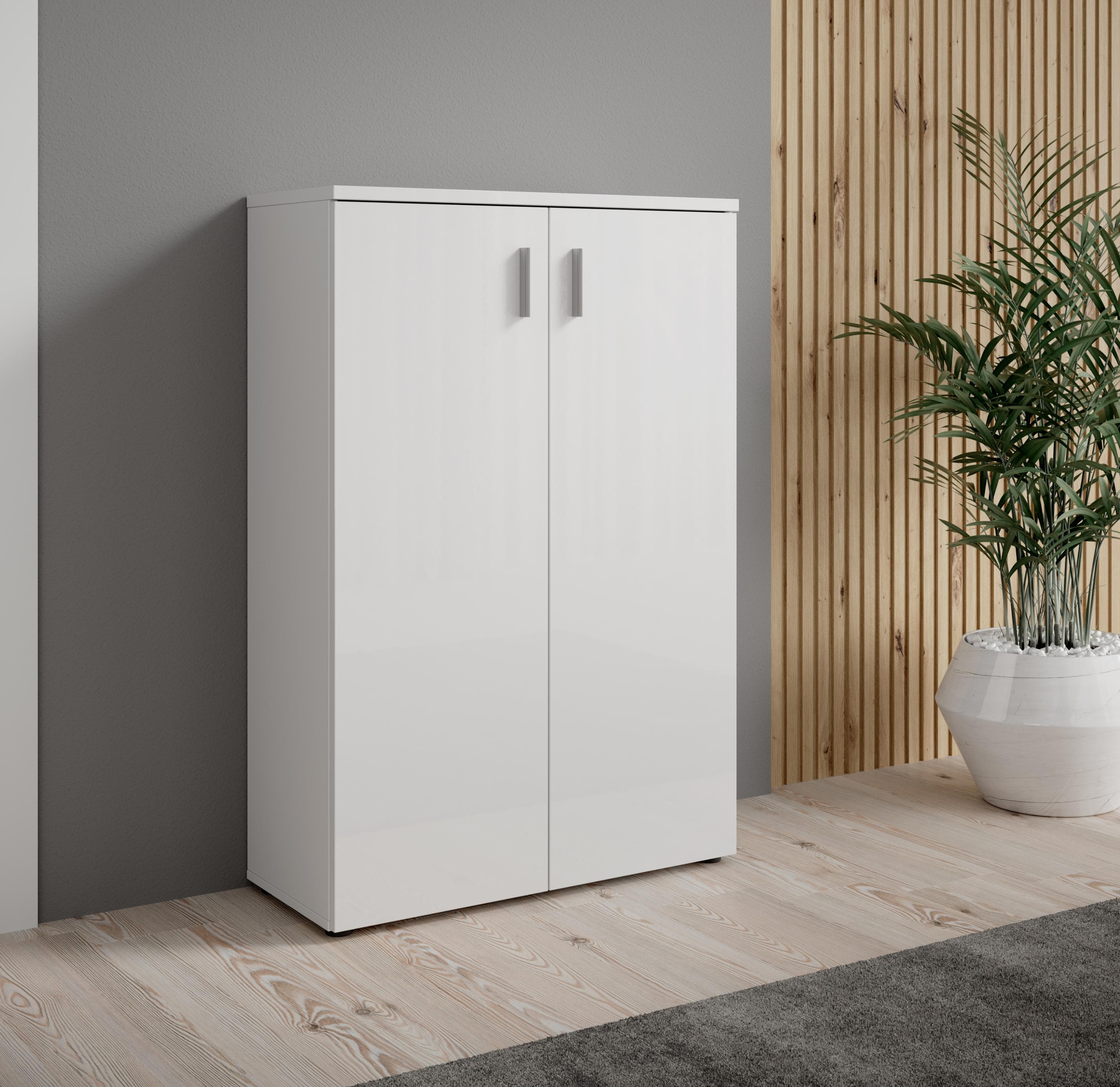 HBZ Schuhschrank Lincoln Weiß Glanz 2 Türen