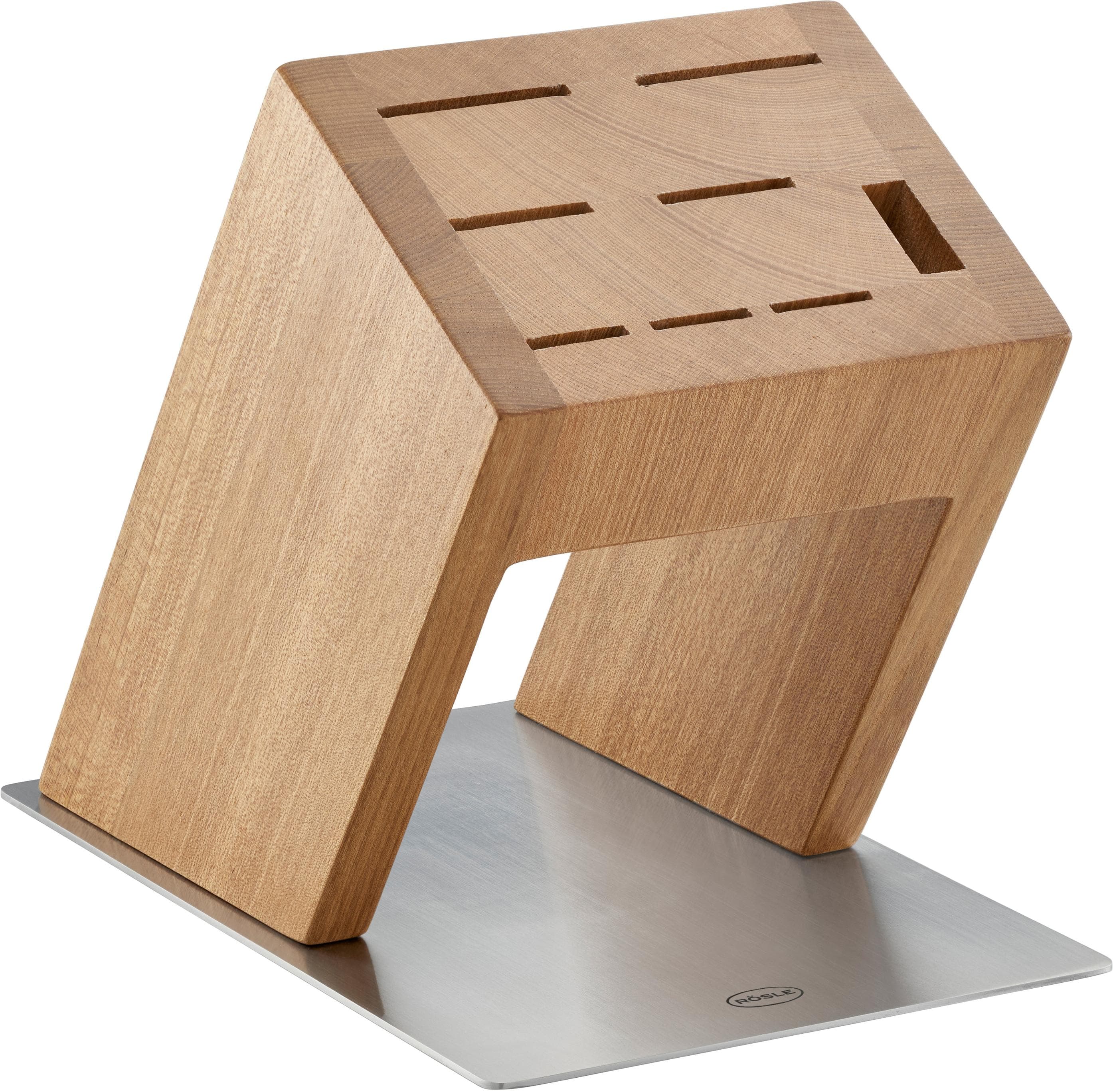 RÖSLE Messerblock MoveX Silber/Braun Edelstahl Ulmenholz