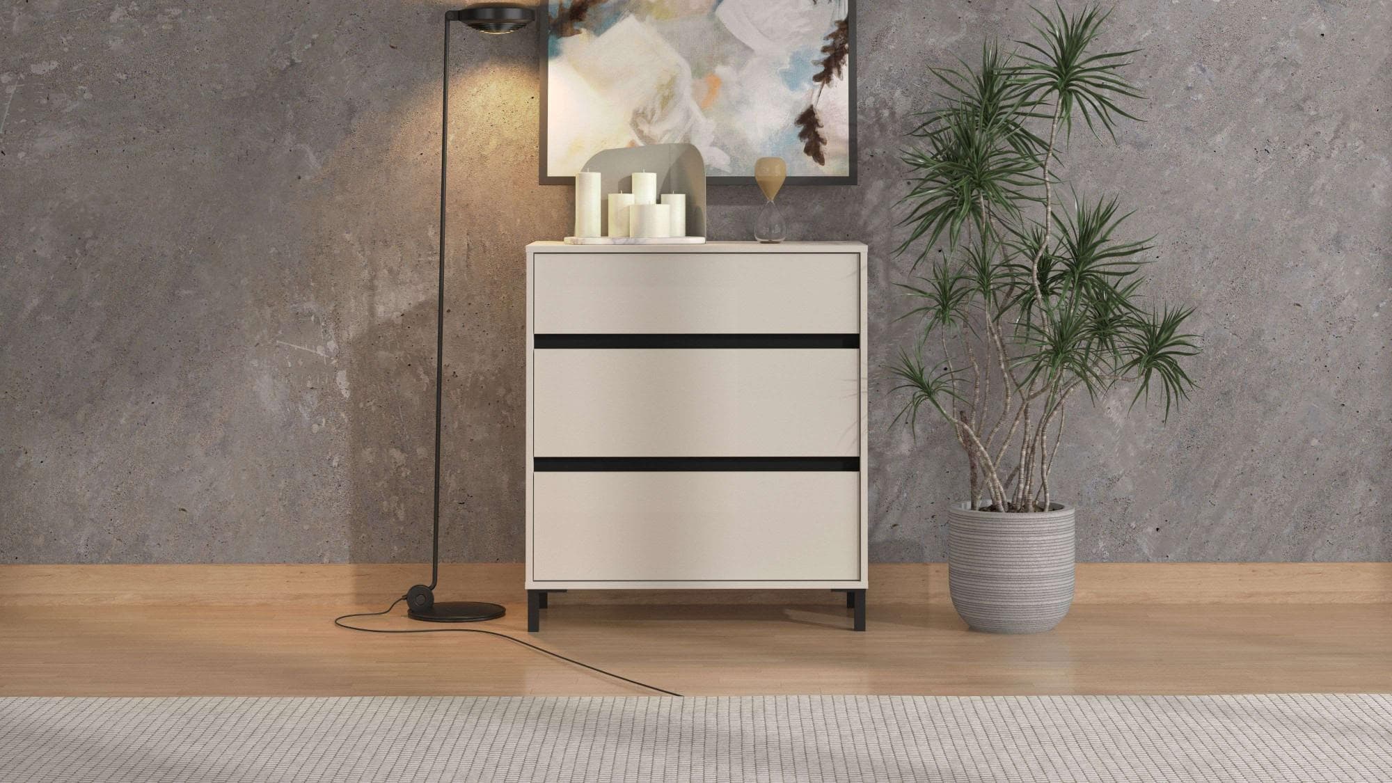 INOSIGN Marron Kommode 80 cm Breite mit 3 Schubladen Braun