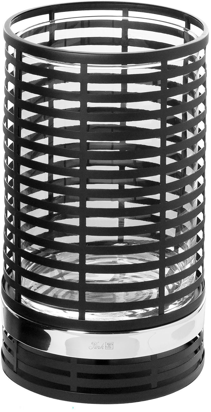 Fink Windlicht MATERA: Elegantes Glas-Design in Schwarz-Silber
