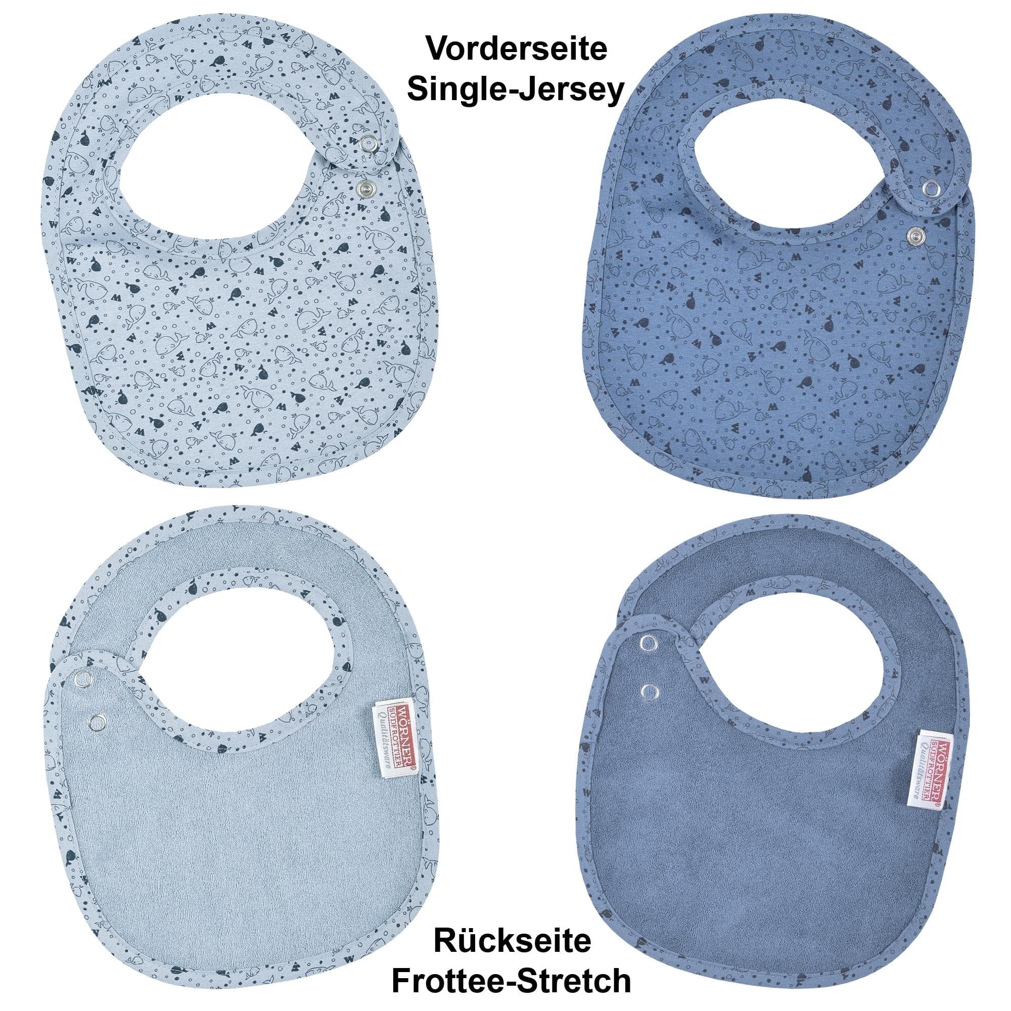 Wörner Lätzchen Wal blau Druckknopf 22x29 cm Baby