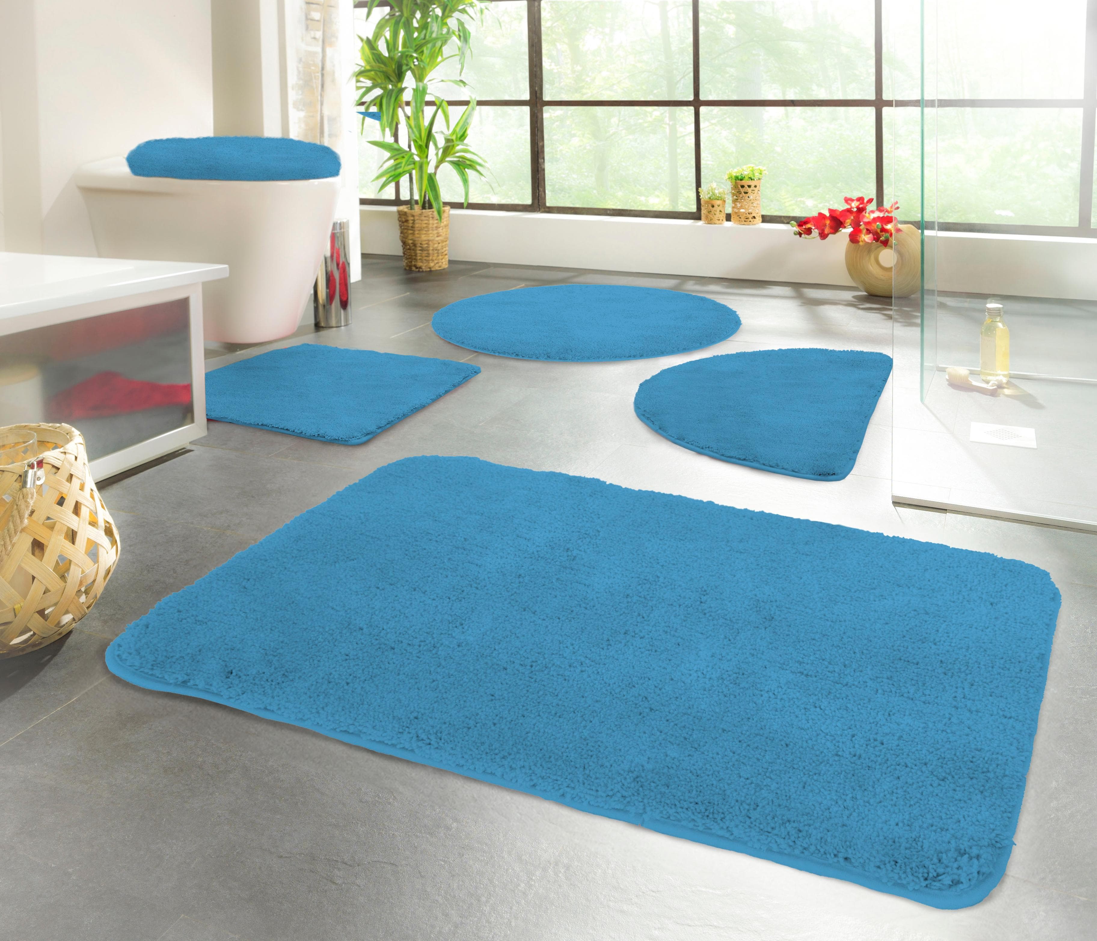 KINZLER Chaozhou Badematte Türkis Blau Microfaser WC-Vorleger