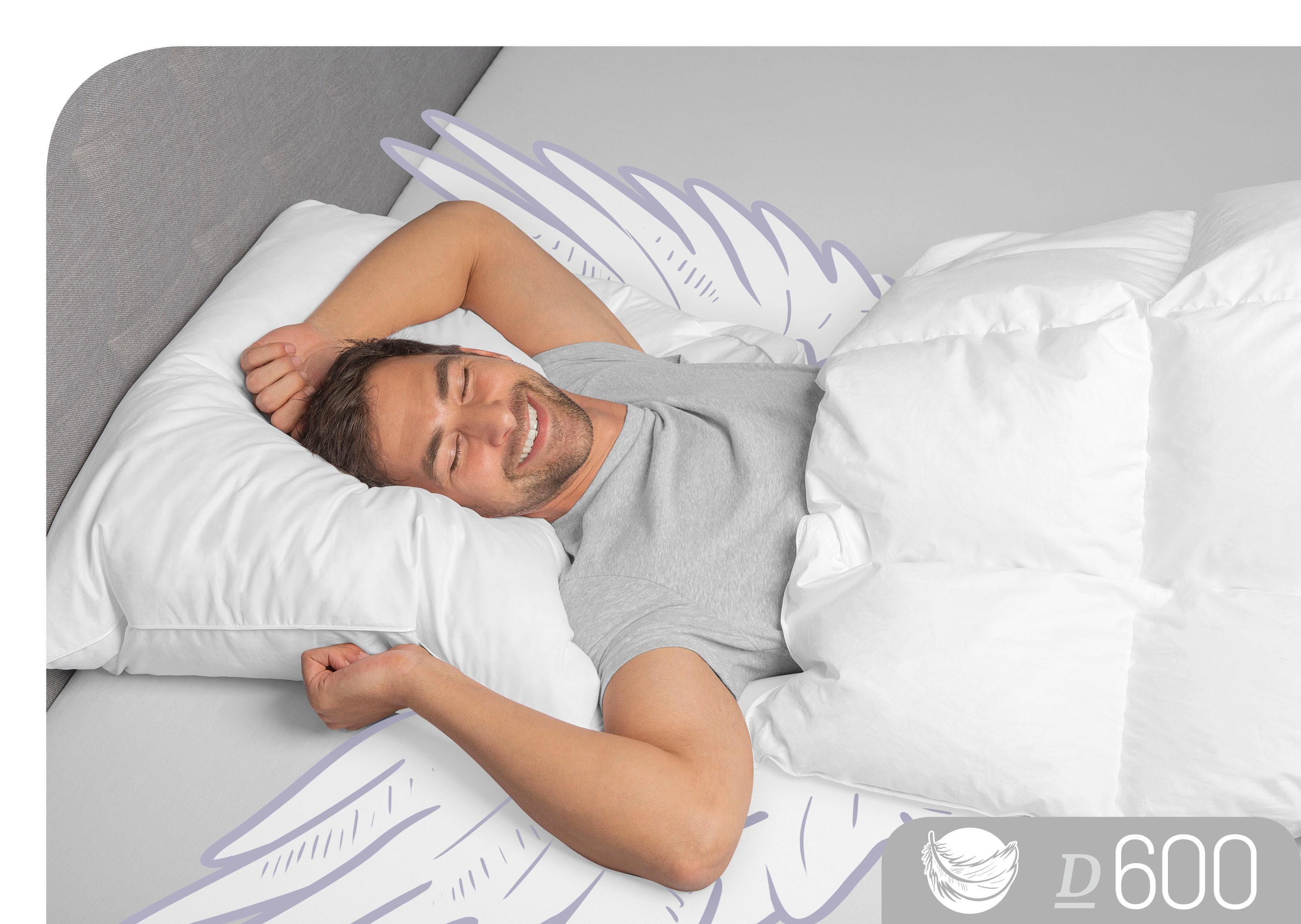 Schlafstil 3-Kammer-Kopfkissen D600 Weiß Allergikerfreundlich