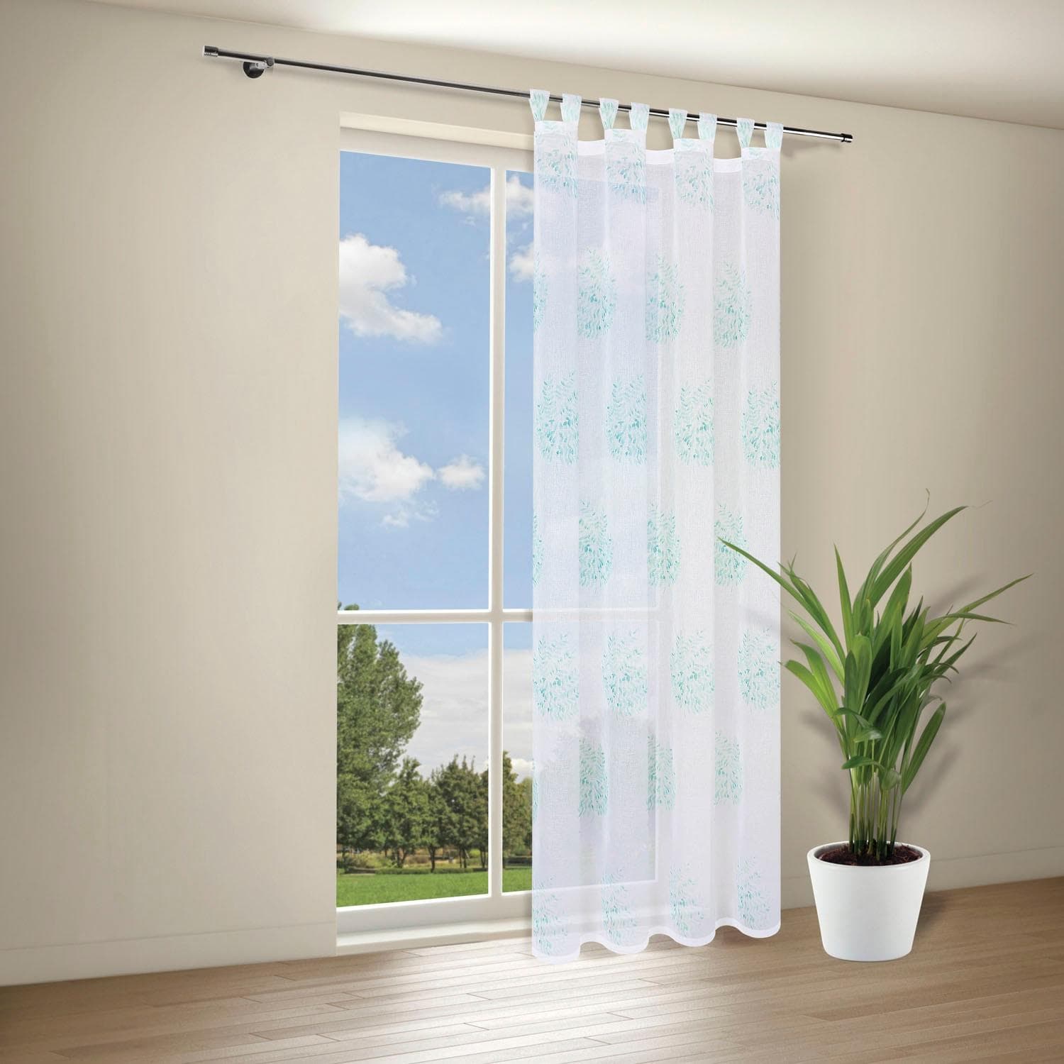 Gardine GERSTER Indira Grün/Weiß 140x245cm Schlaufen