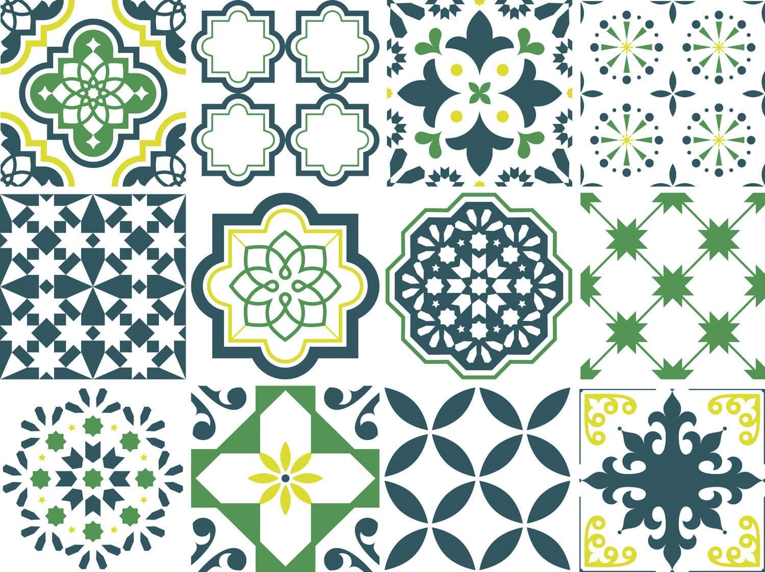 QUEENCE Wandsticker Madie Grün Vinyl Ornamente 12er Set