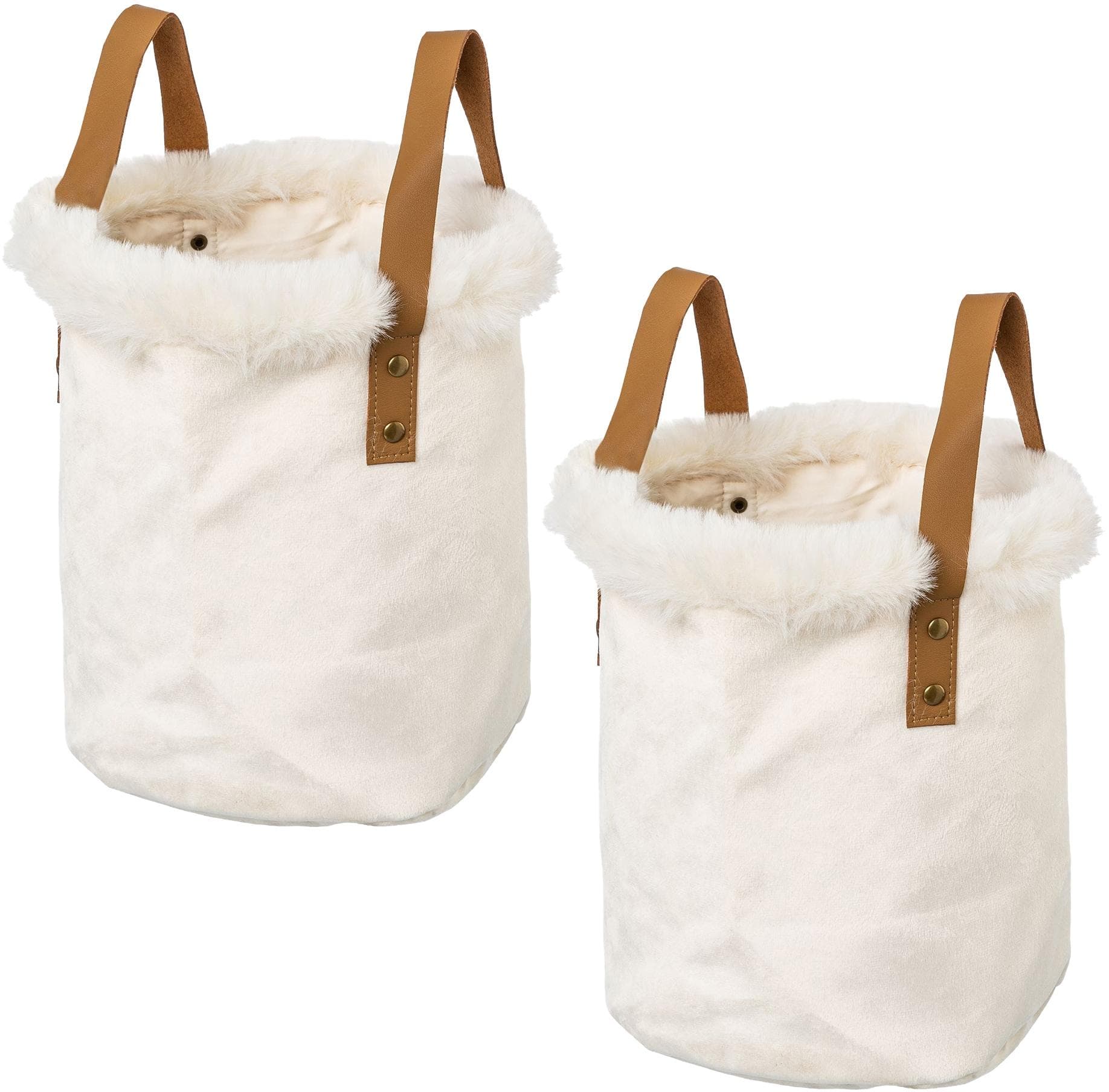 CREATIV HOME Organizer Weihnachtsdeko Creme Polyester mit Kunstfellrand