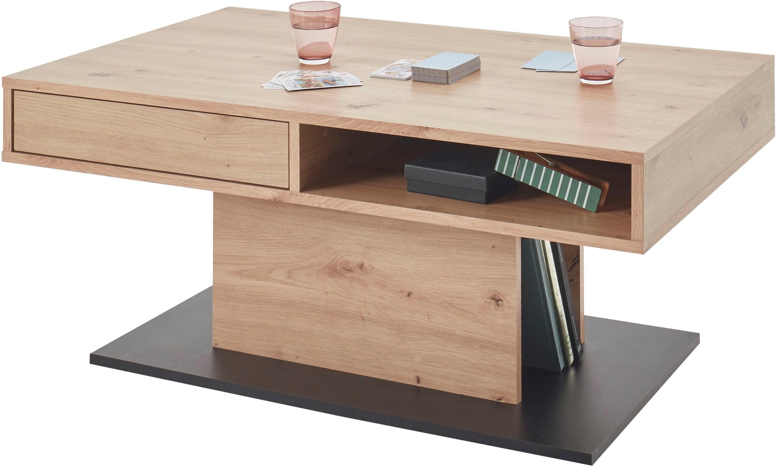 Couchtisch STOLKOM Activio Beige Schwarz mit Schubladen