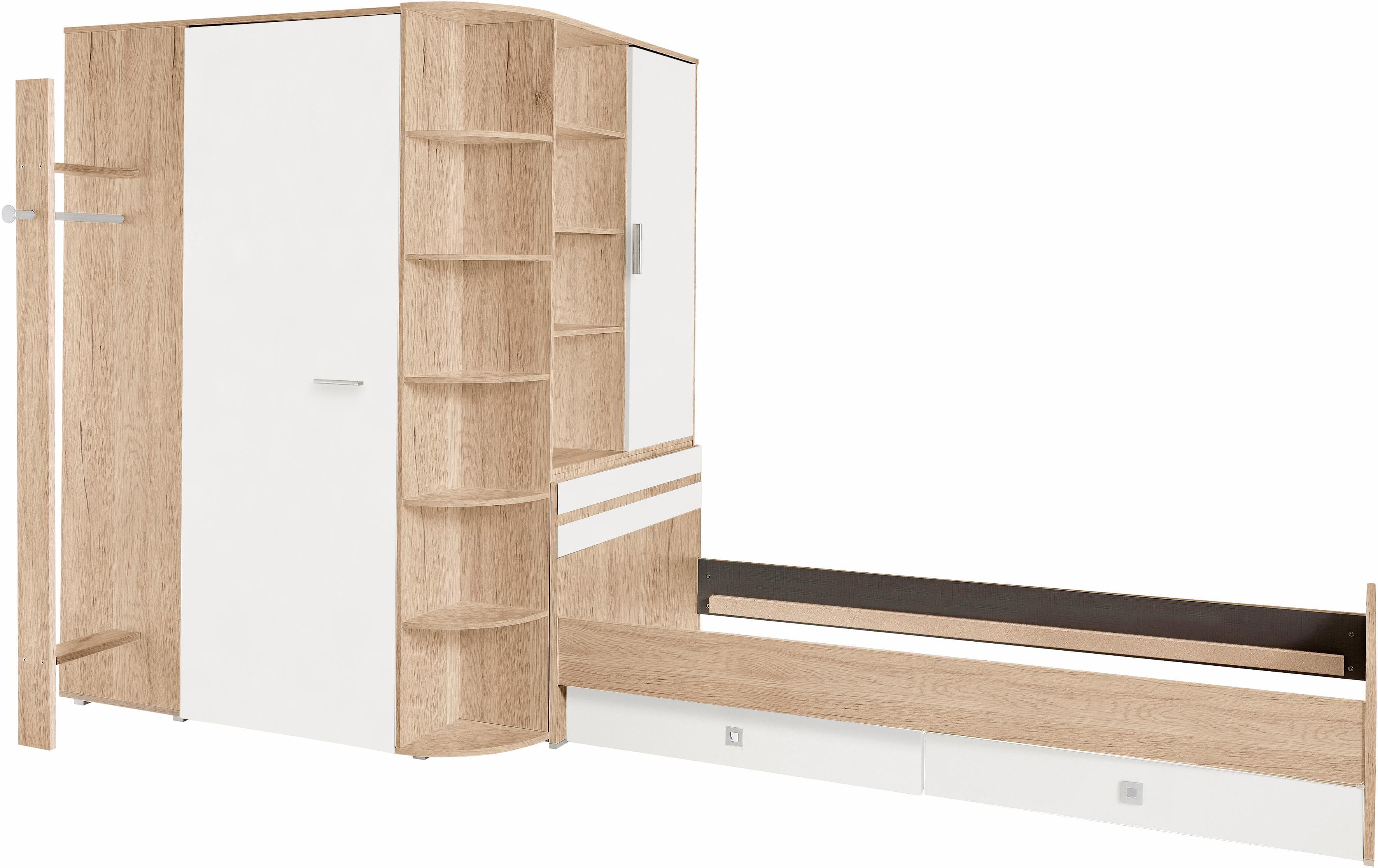 Jugendzimmer-Set Joker: Kleiderschrank mit Garderobe, Bett & Schubladen