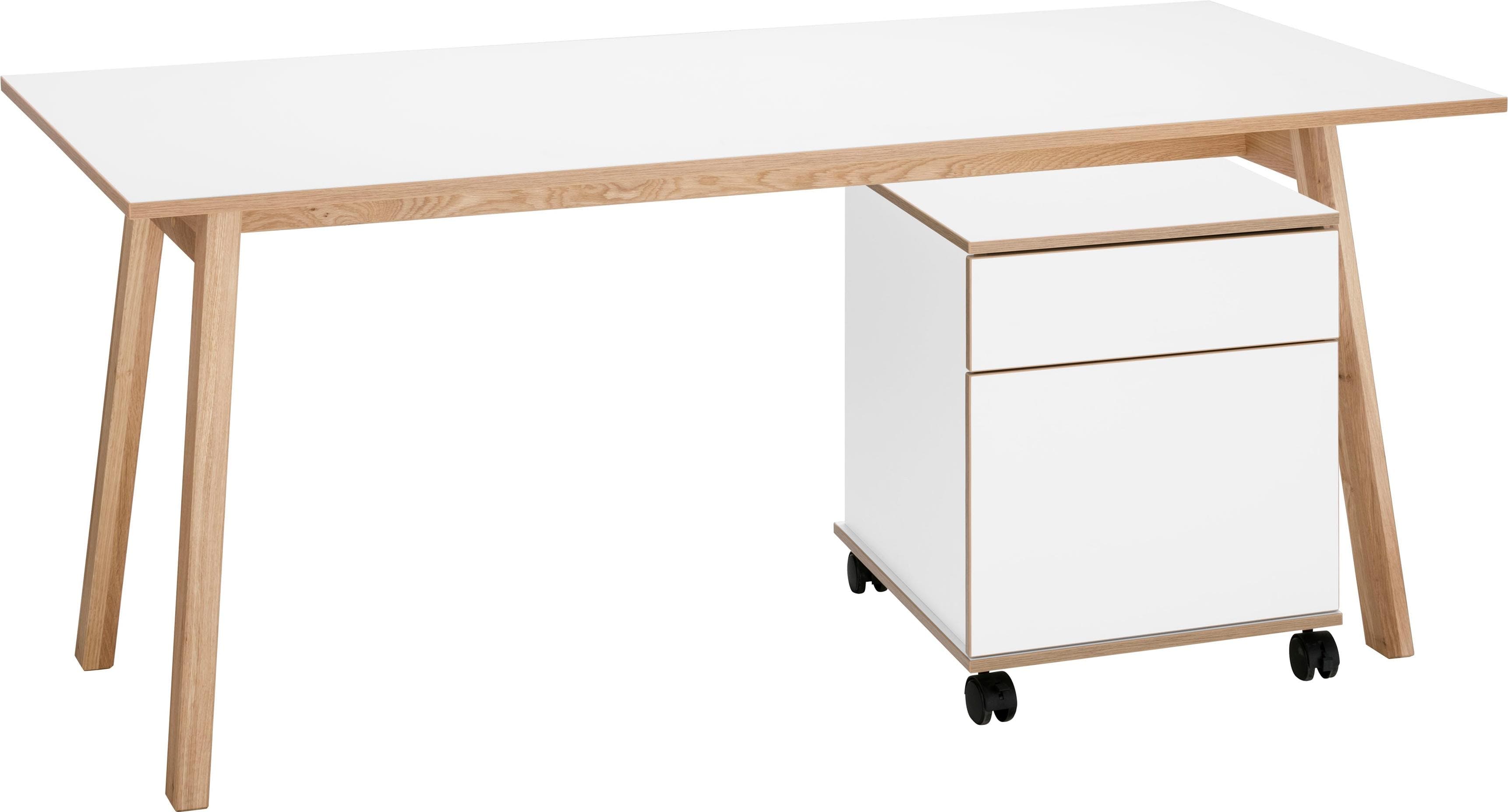 VOGL MÖBELFABRIK Büromöbel-Set Trelle Weiß mit Rollcontainer