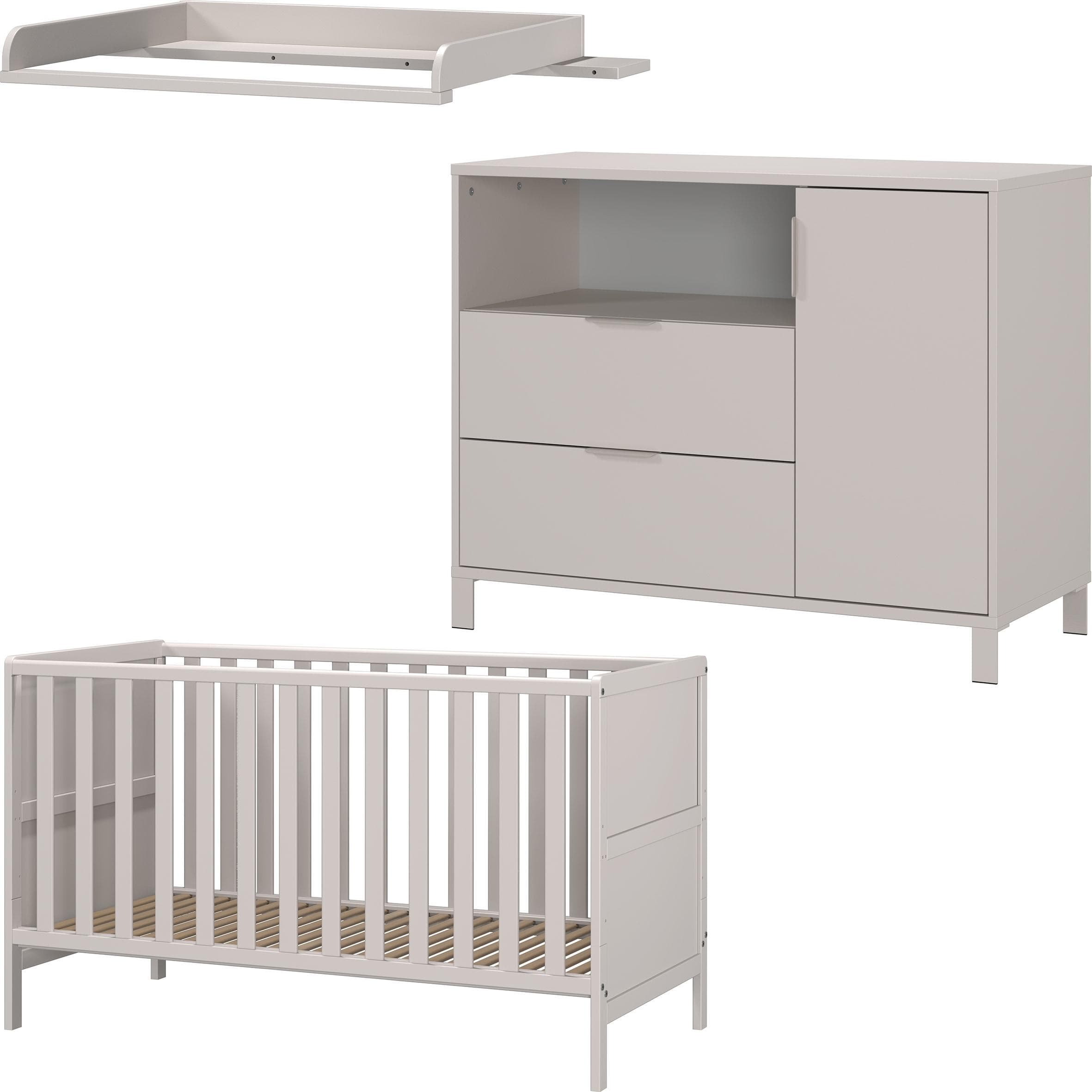 Germania GW-Alkmaar Babymöbel-Set Braun mit mitwachsendem Kinderbett