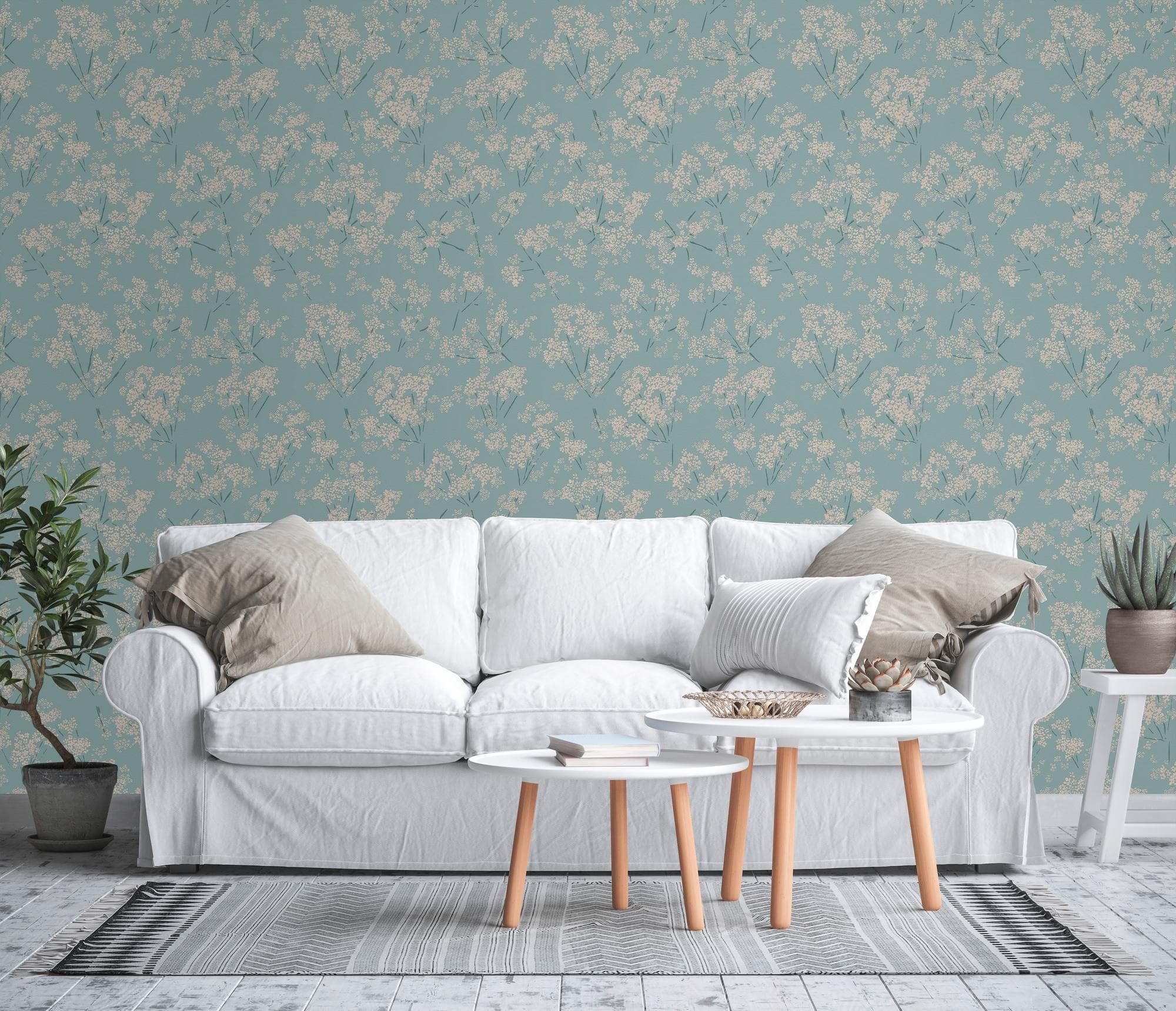 A.S. Création Casual Living Blümchen-Tapete Blau - Strukturiert & Matt