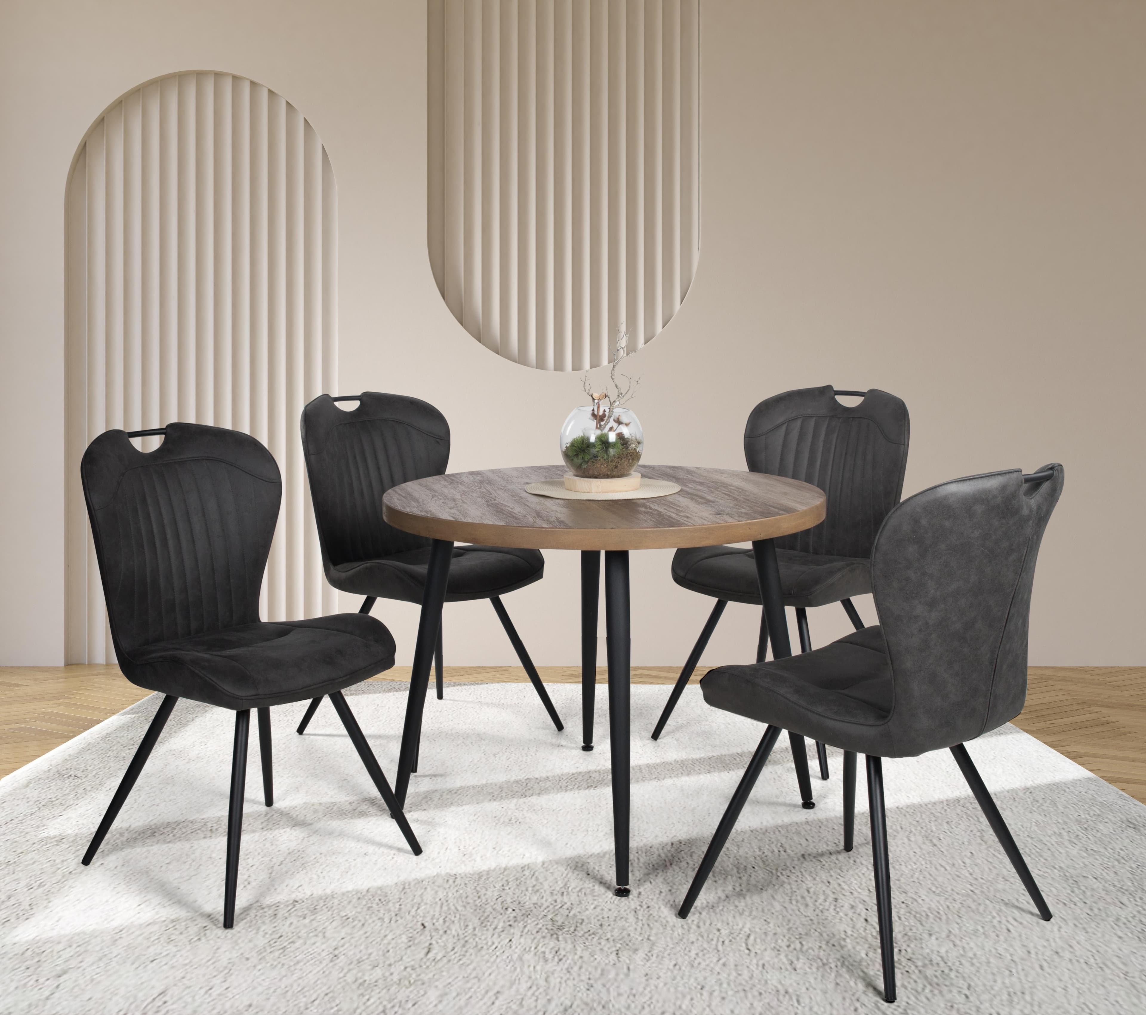 Duo Collection Essgruppe Marla & Zoe Grau Schwarz MDF Metall