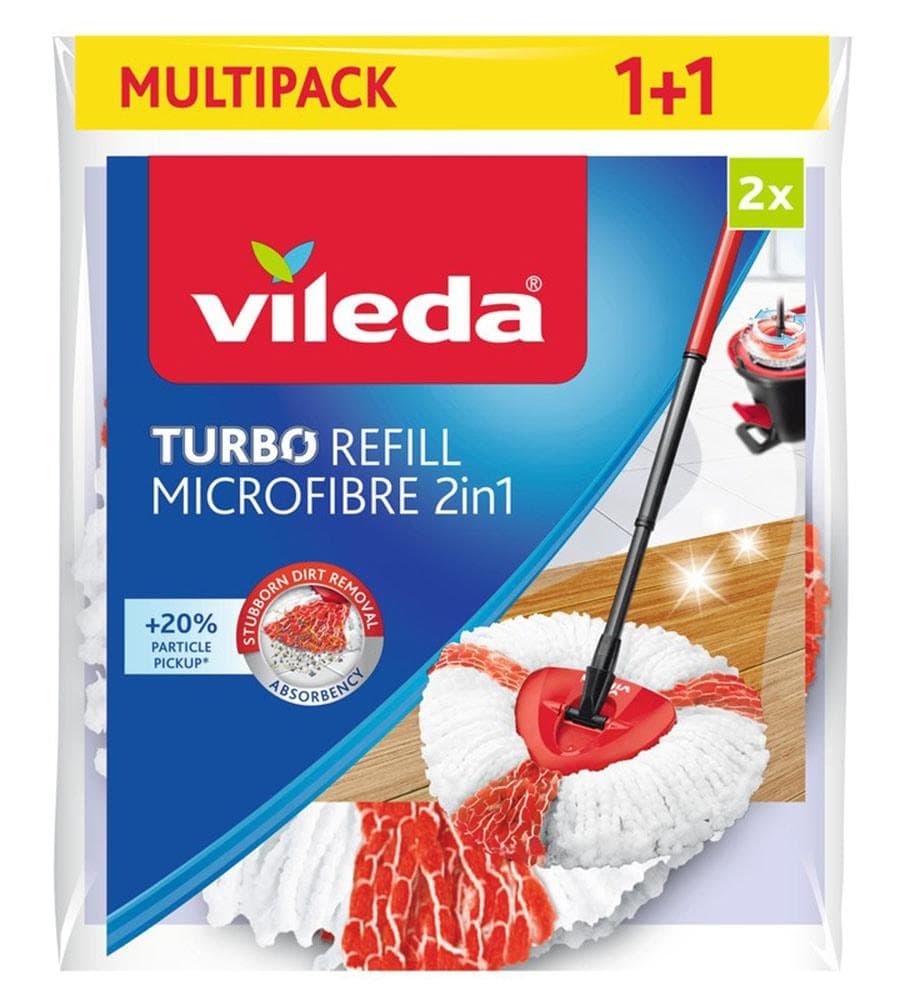 Vileda TURBO Refill Microfibre 2in1 Ersatzkopf Doppelpack Weiß/Rot