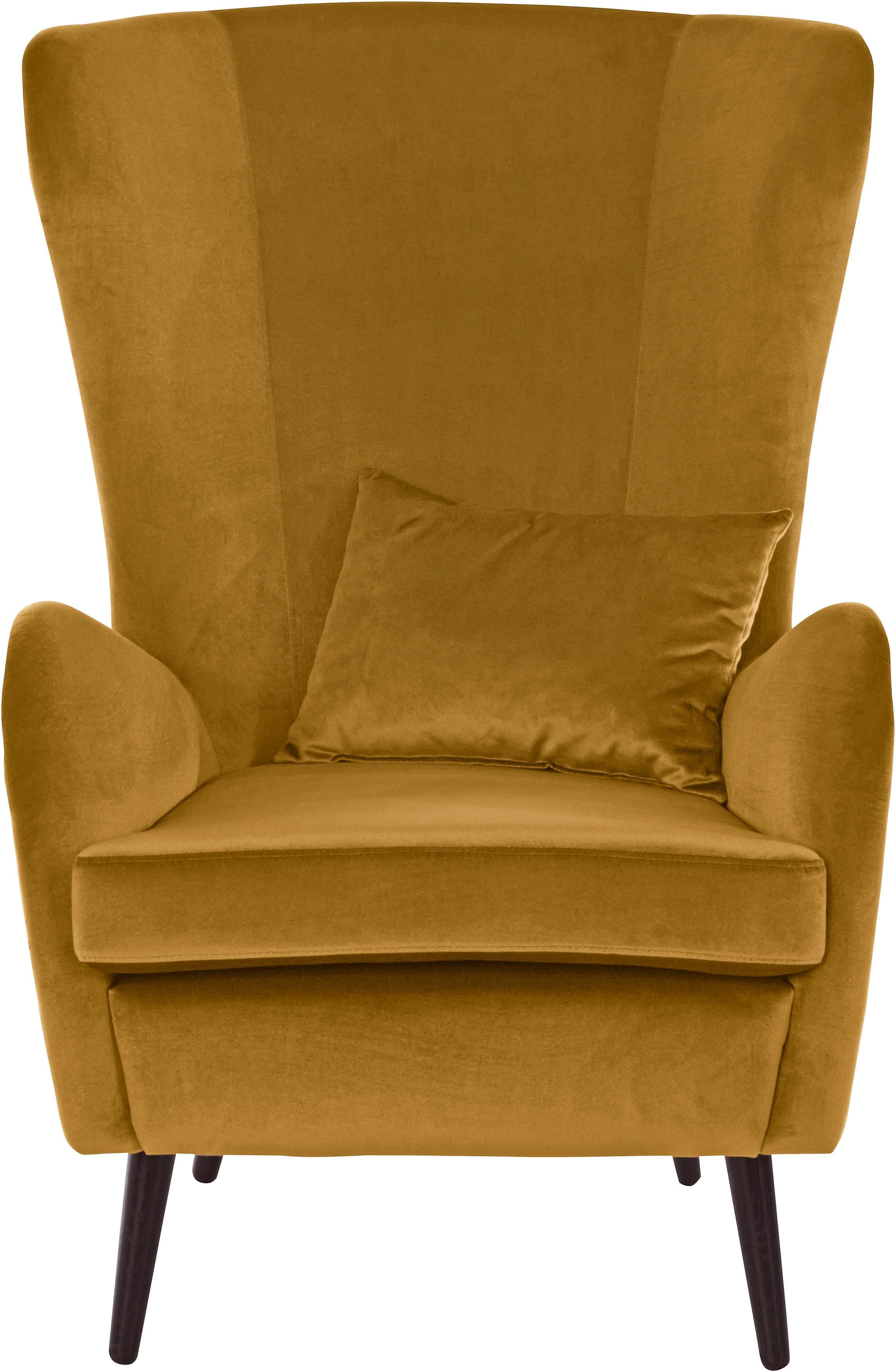 HOME AFFAIRE Sessel Sallito mit Hocker Samtoptik Gold