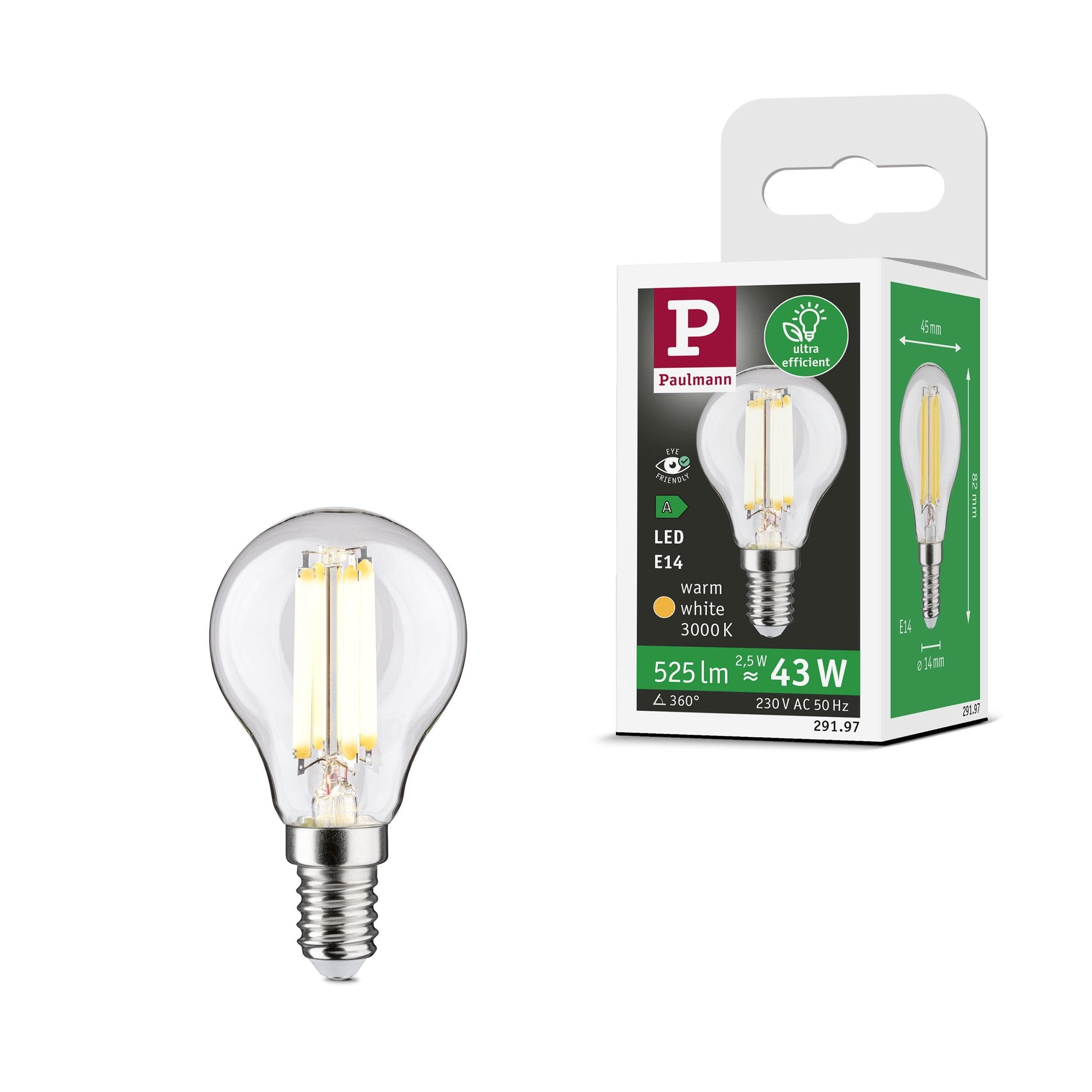 PAULMANN LED-Leuchtmittel Eco-Line Filament E14 2,5W 3000K Transparent