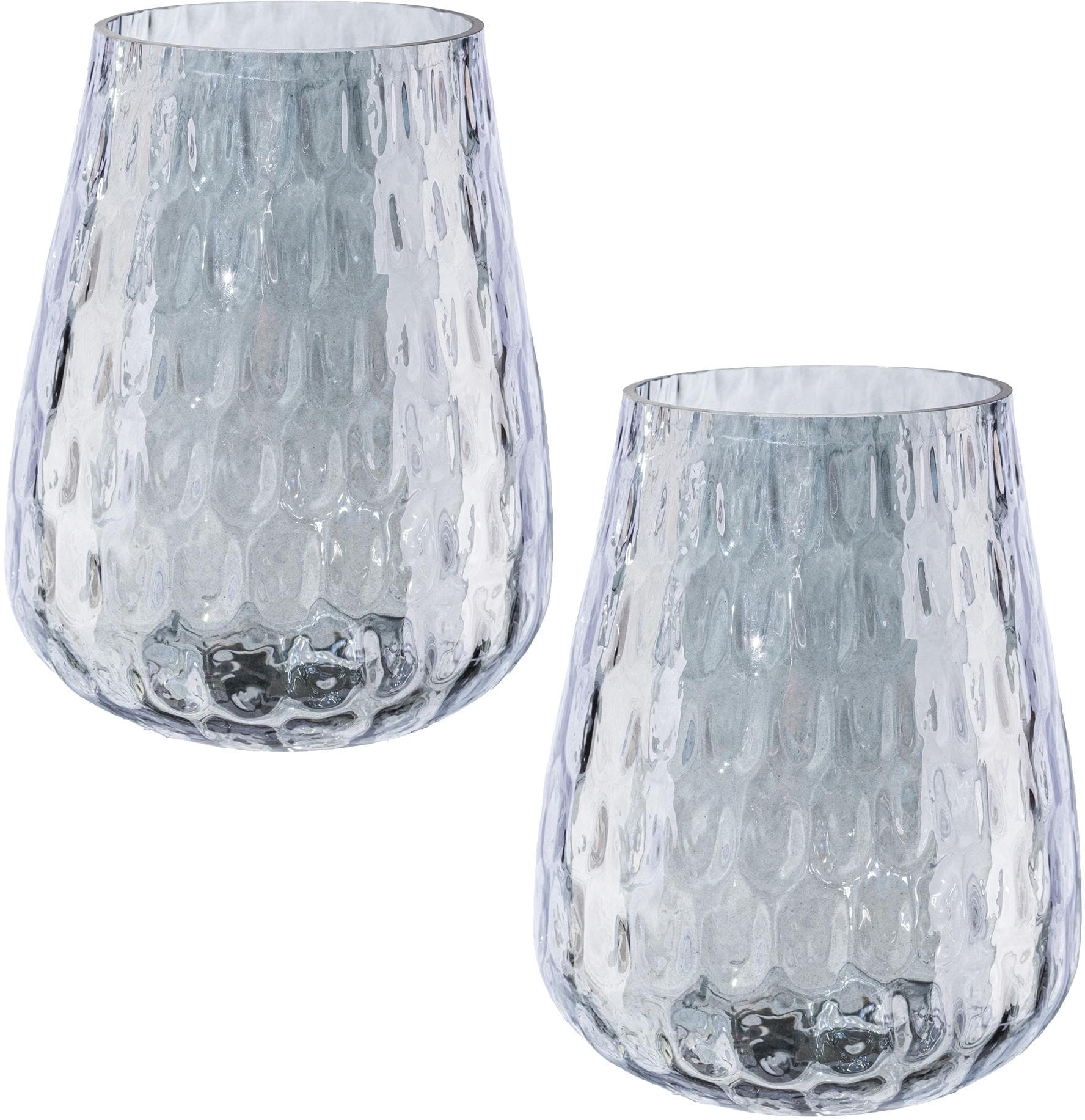 CREATIV HOME Windlicht 2er Set Grau Glas Weihnachtsdeko