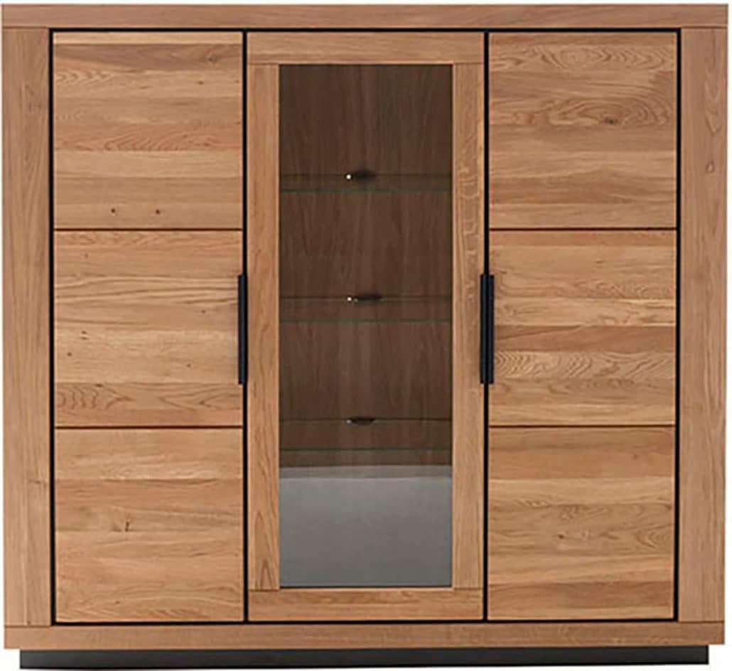 MCA LIVING Greno Highboard Beige Wildeiche Glas