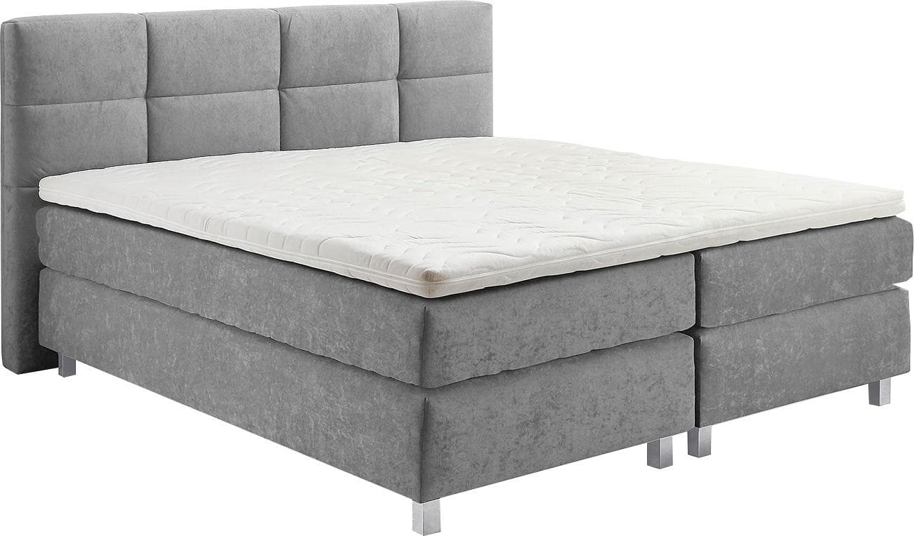Westfalia Schlafkomfort Boxspringbett Grau 175x210 cm mit Kaltschaum-Topper