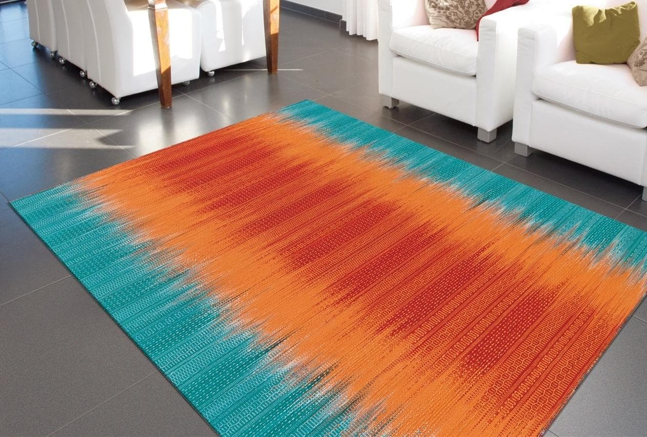 Arte Espina Sunset 8070 Handgewebter Wollteppich Bunt Orange Blau