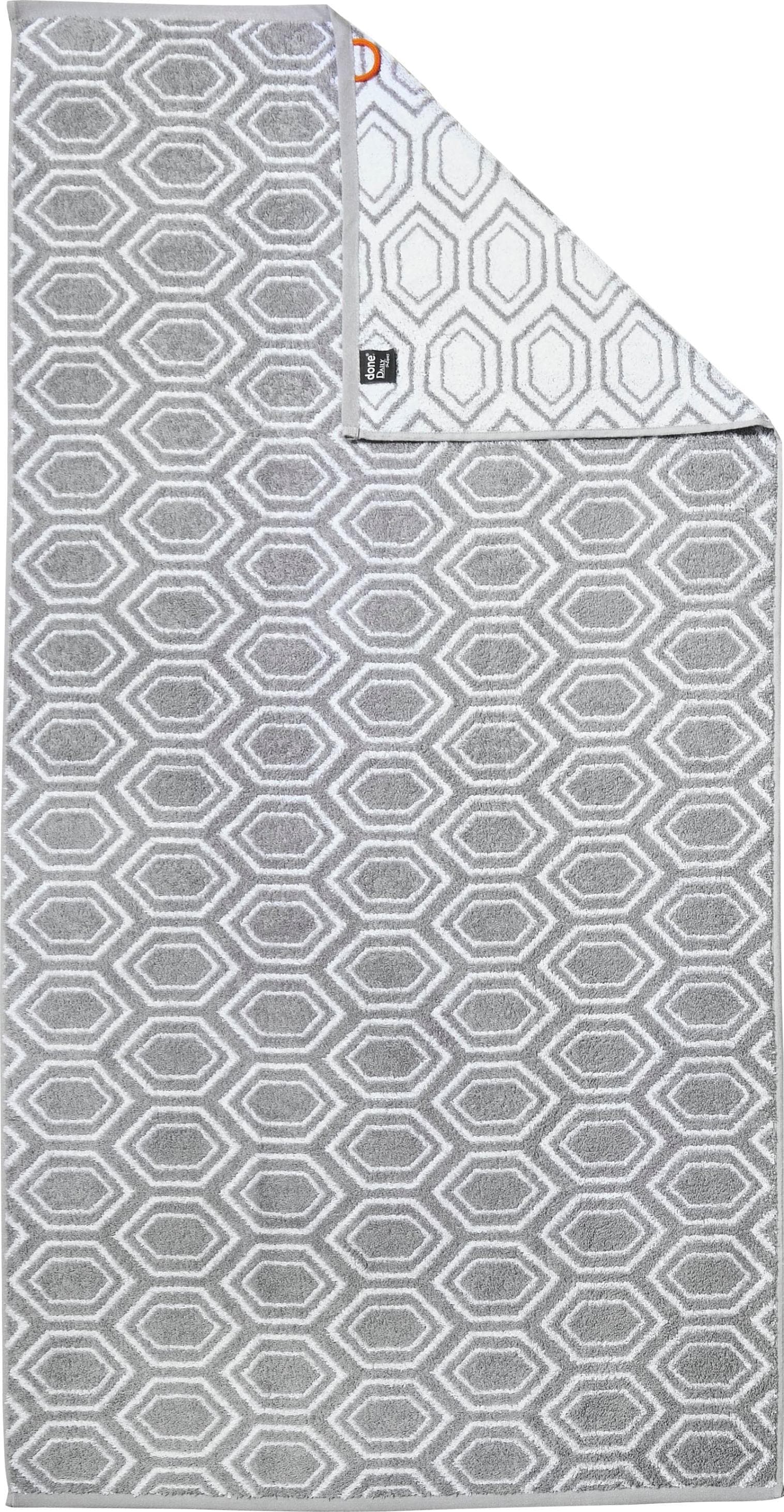 DONE. Daily Shapes Ethno Duschtuch Silber Weiß Jacquard