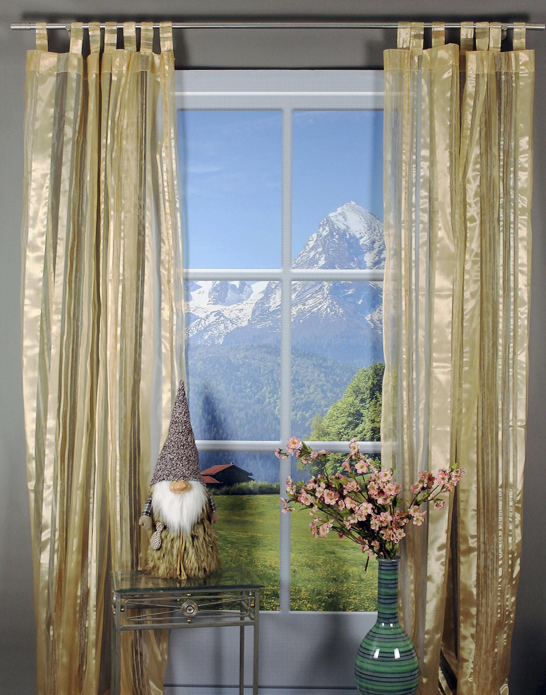 HOSSNER Gardine Walensee Braun Beige Polyester Schlaufenschal