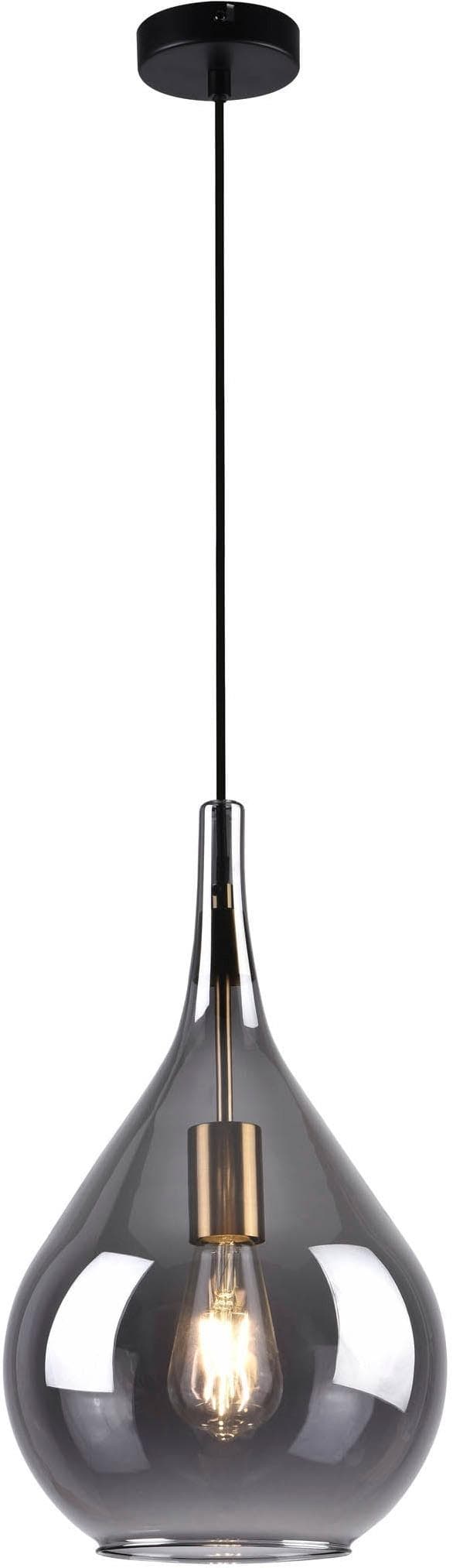 NÄVE Pendelleuchte Gota Schwarz Rauchglas