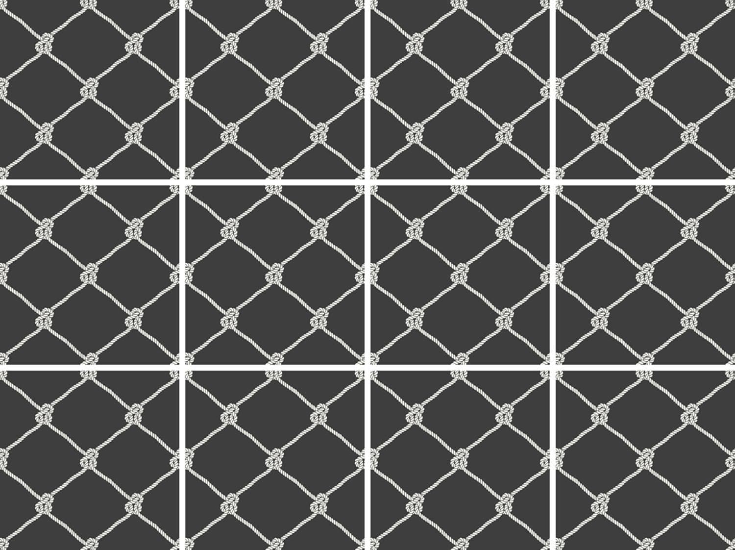 Fliesenaufkleber QUEENCE Knotenmuster Grau/Weiß 12er Set