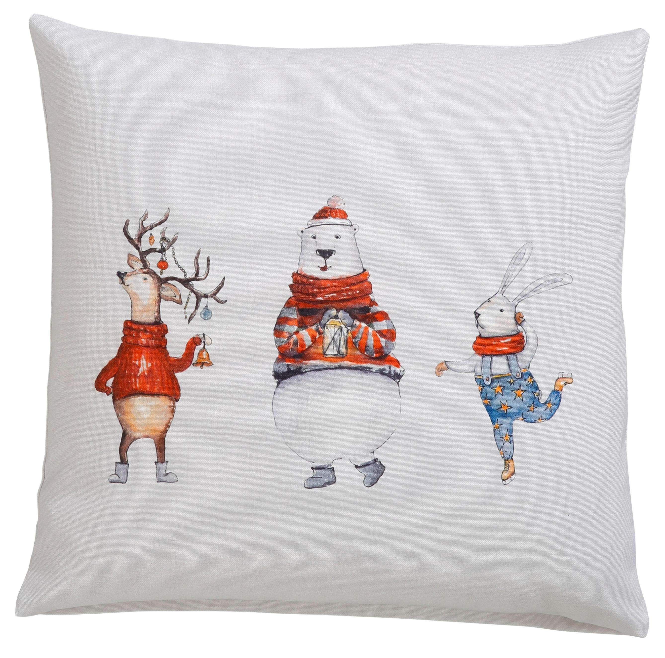 CASATEX Kissenhüllen Funny Animals Weihnachtsdeko Bunt Baumwolle