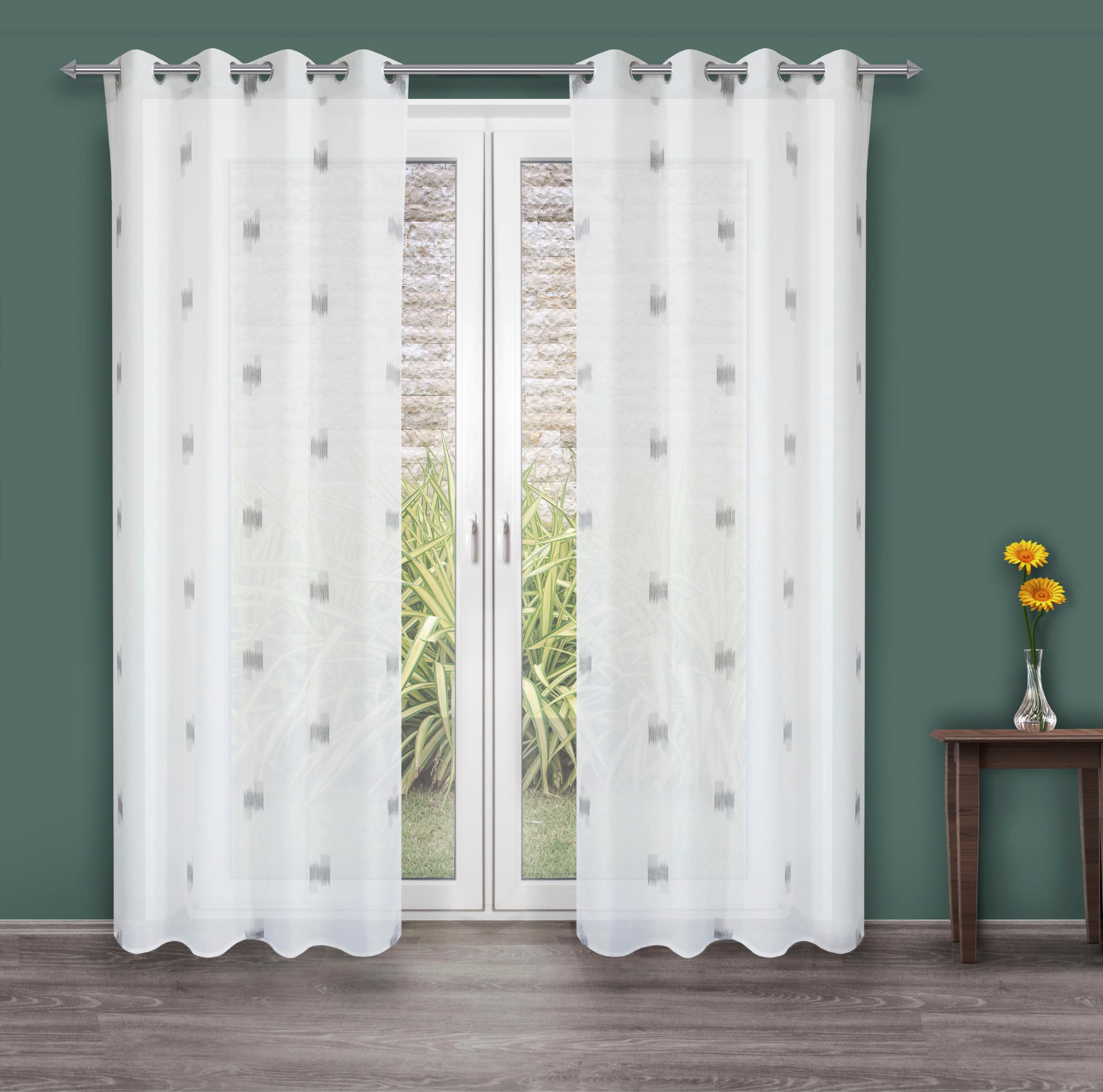 DECOLIFE Gardine Toja Grau Weiß Ösenschal 135x245cm