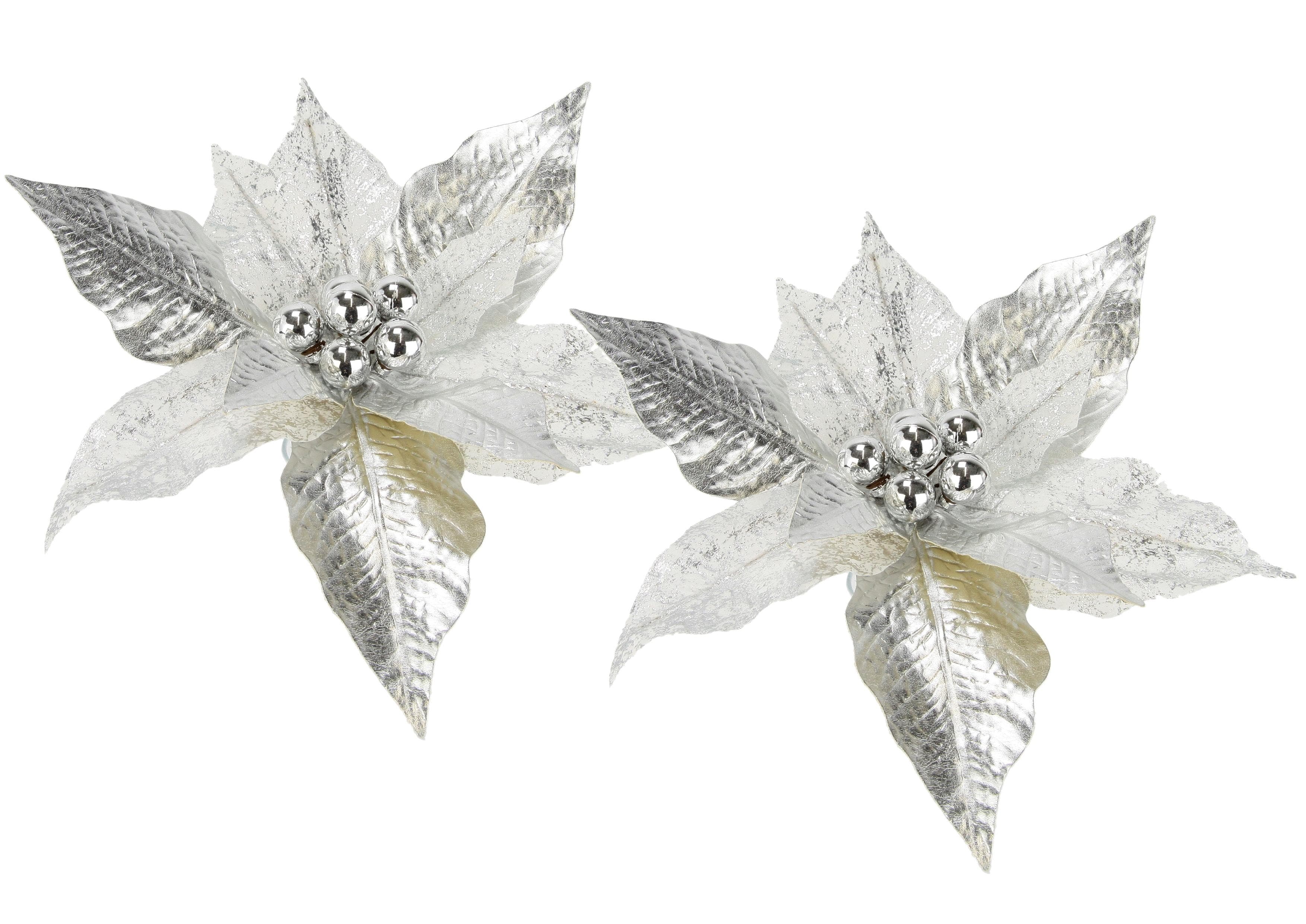 I.GE.A. Poinsettia Dekohänger 2er Set Silber Gold