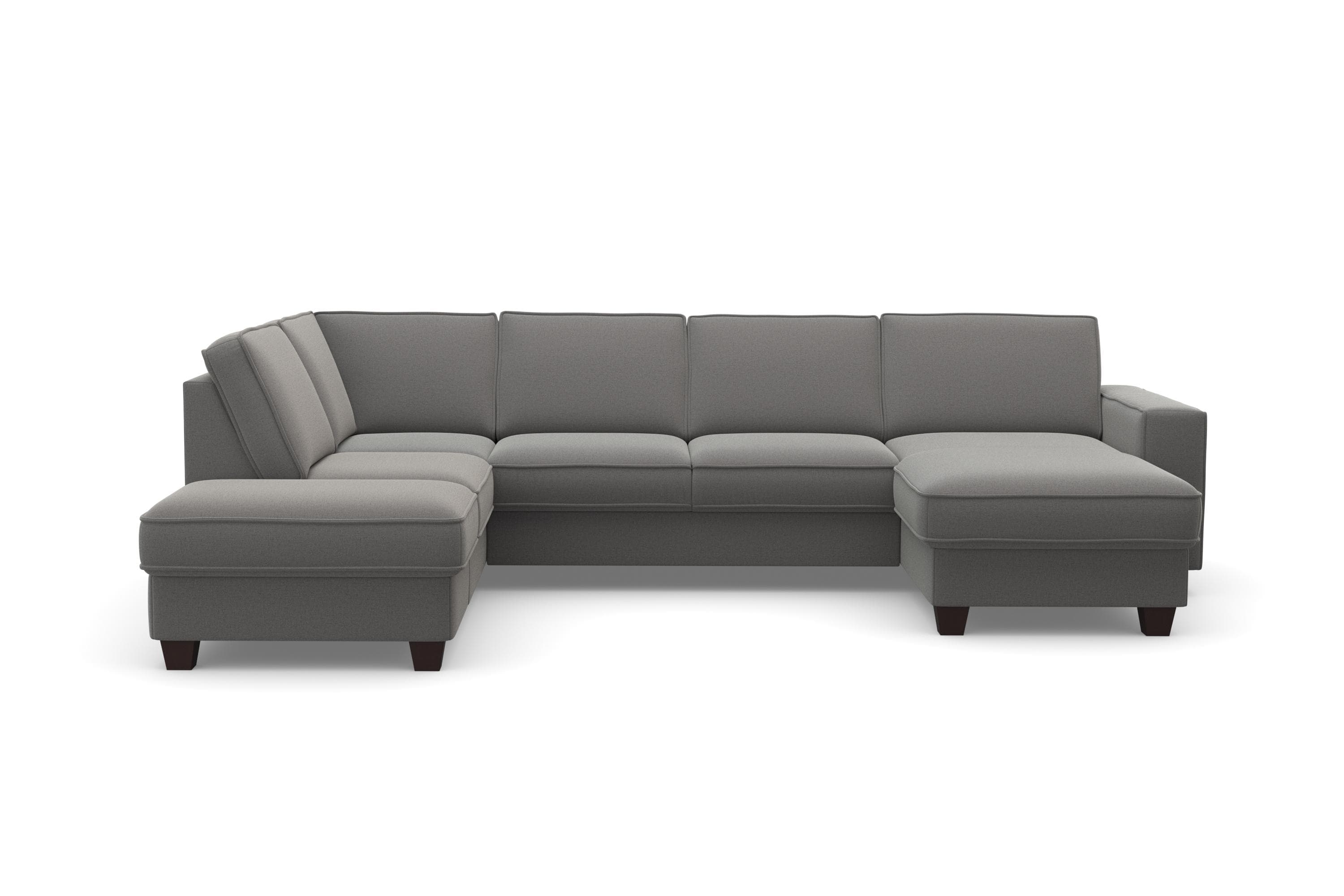 Home Affaire Wohnlandschaft County U-Form Grau Luxus-Microfaser