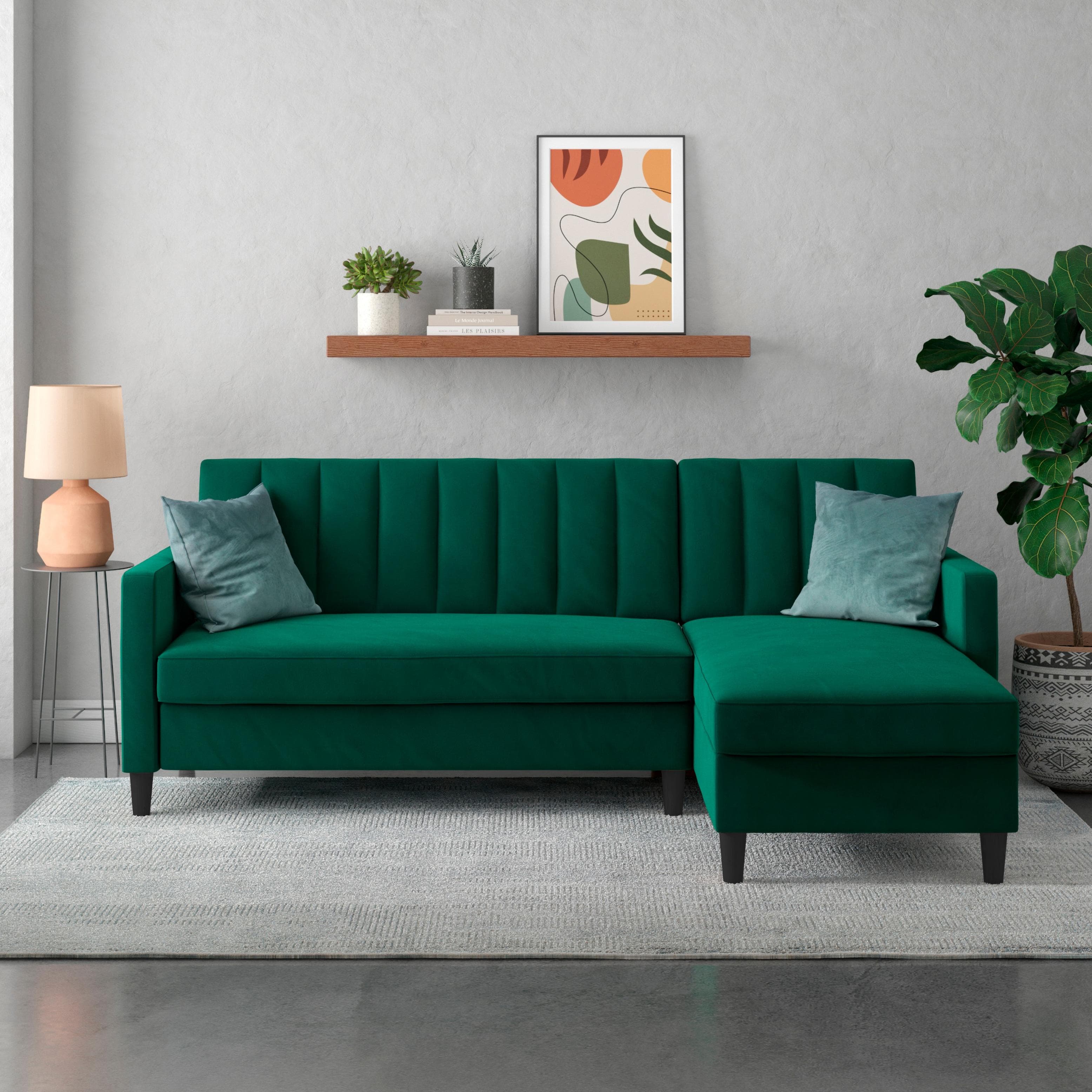 DOREL HOME Ecksofa Celine L-Form Dunkelgrün mit Bett-Funktion