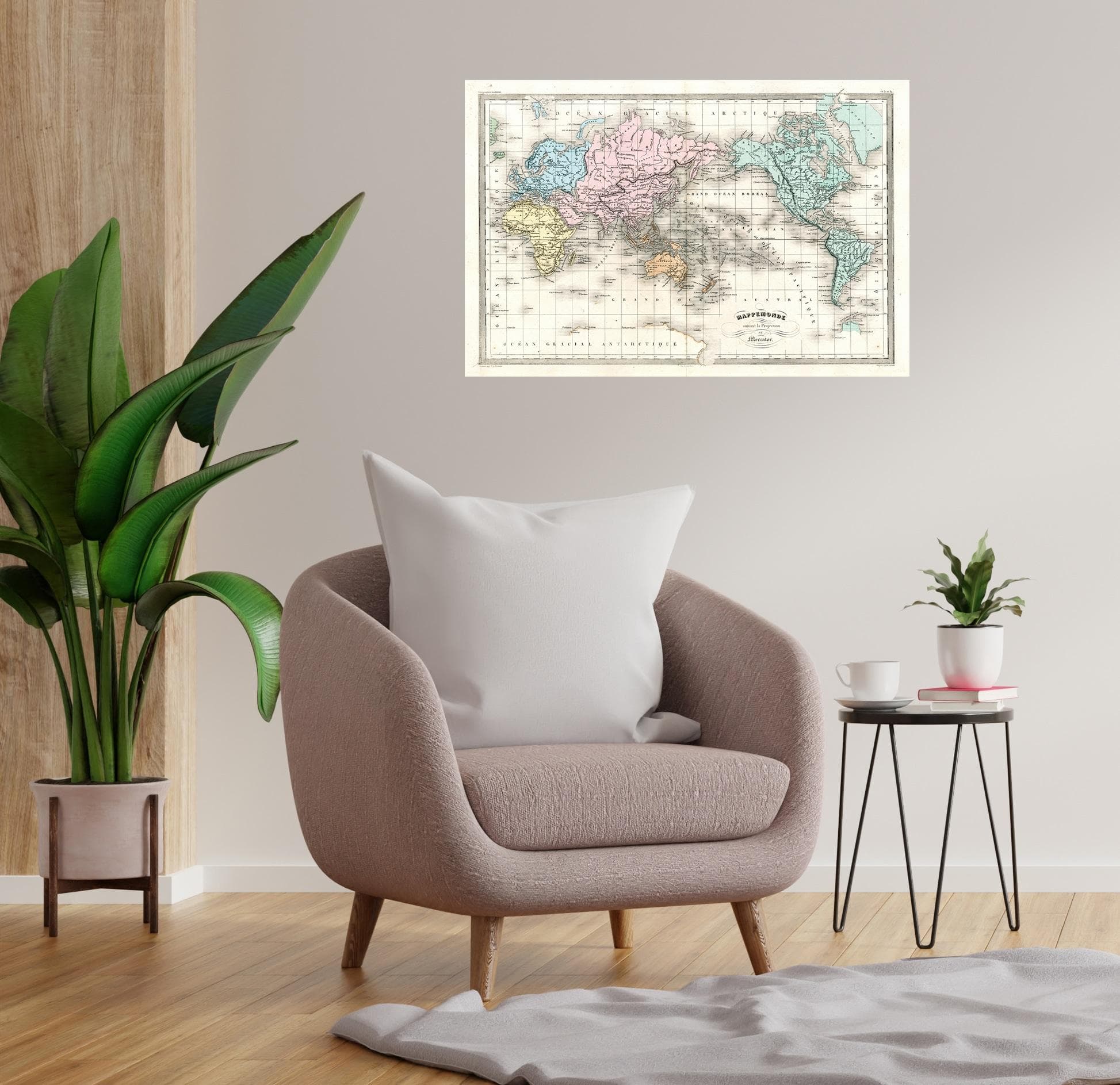 QUEENCE Wandsticker The Earth Beige Selbstklebend Wandtattoo