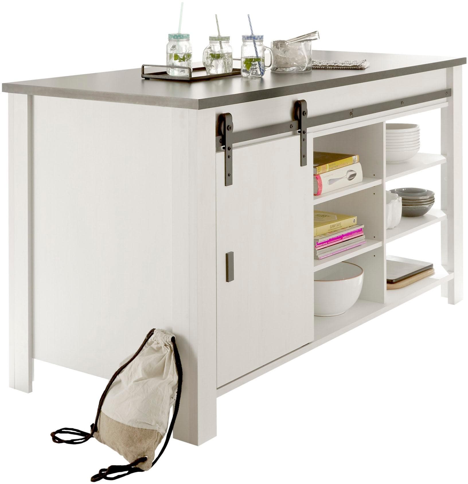 HOME AFFAIRE Unterschrank Sherwood Weiß Holzoptik Soft-Close